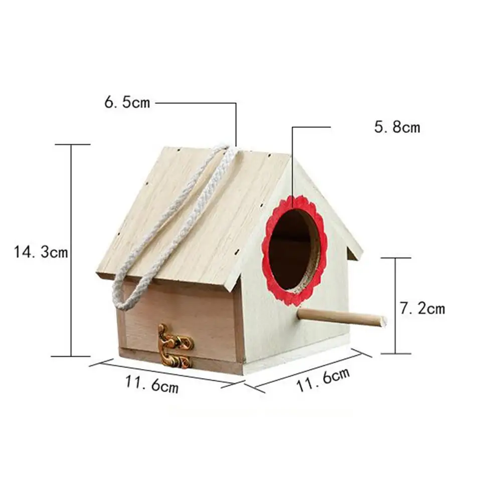 Wooden Birdhouse Small Outdoor Garden Parrot Bird Nest Wooden Bird House Bird Cage Pet Supplies