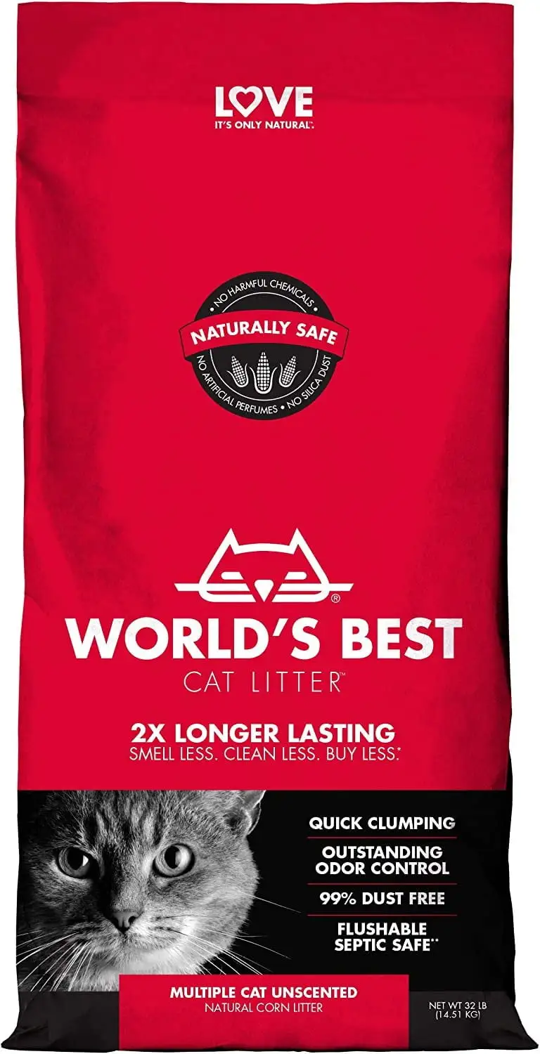 World's Best Cat Litter 615 Unscented Clumping 15 lbs. Bag Multiple Cat Litter