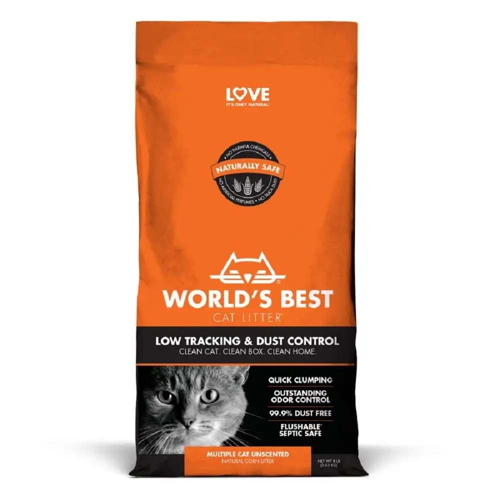 World's Best Cat Litter Low Tracking/Dust Control Multiple Cat Unscented Cat Litter. 8 lb