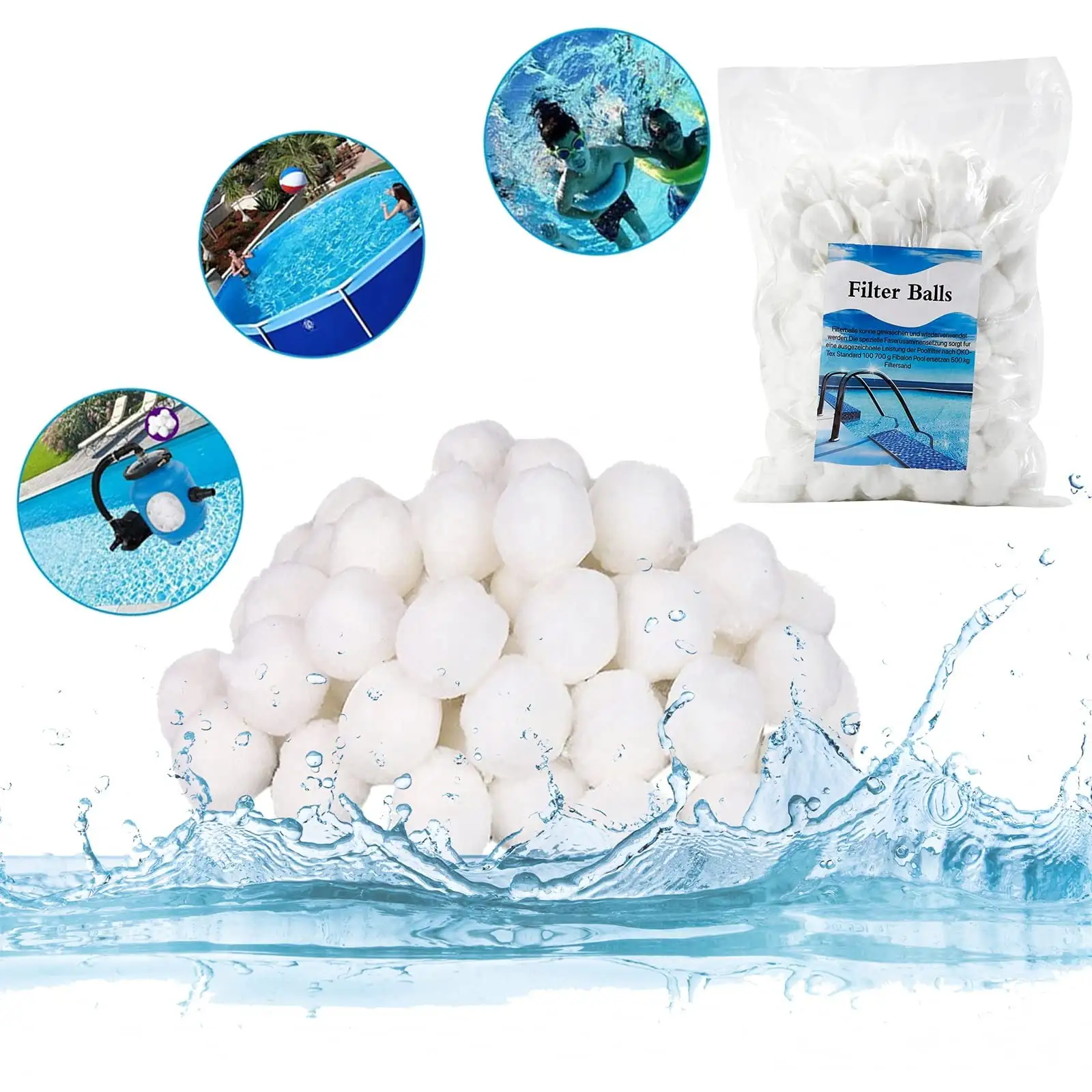 Wozhidaoke Fish Tank Decorations Filter Ball for Sand Filter System-Environmentally Friendly Alternative-Reusable Pool Cleaner-Alternative To Sand Filter Living Room Decor White 16*16*5 White