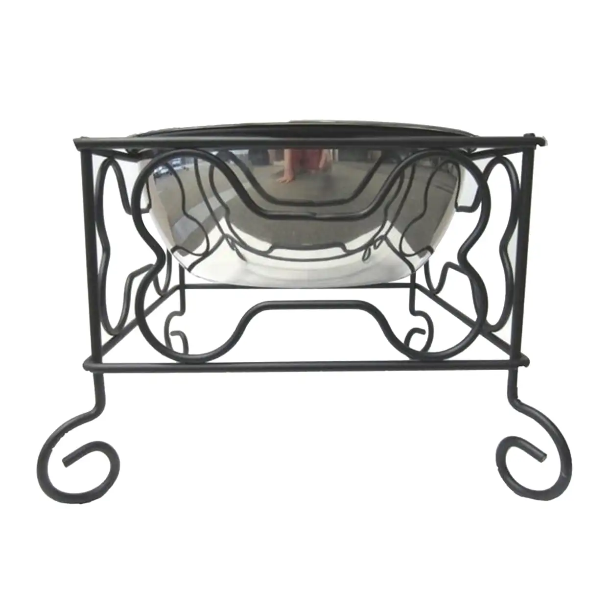 Wrought Iron Stand with Single Stainless Steel Feeder Bowl. Medium