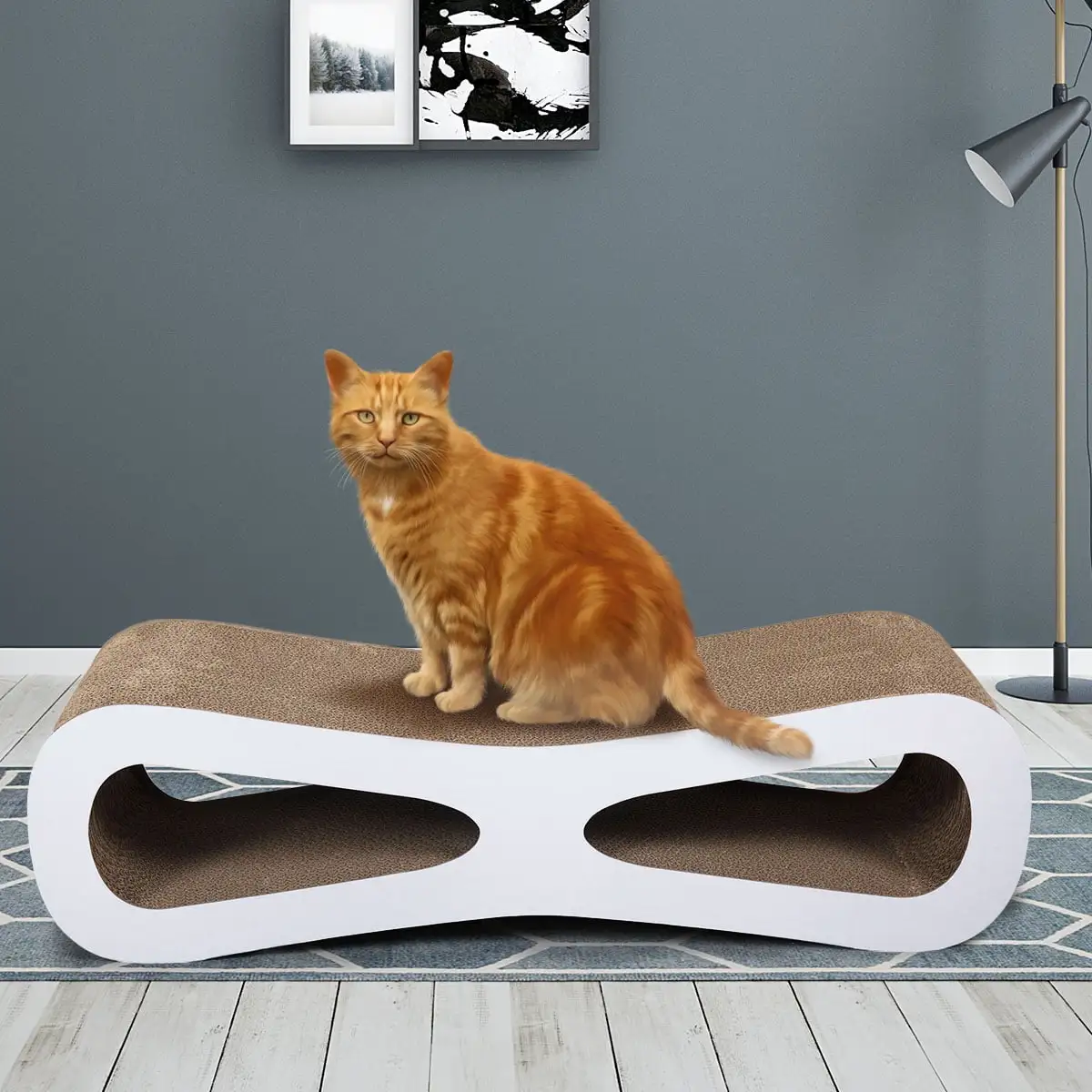 X Xhtang Cat scratching board lounge Corrugated cat scratching board cardboard protector for furniture. sofas and floors Eco-friendly toys .White