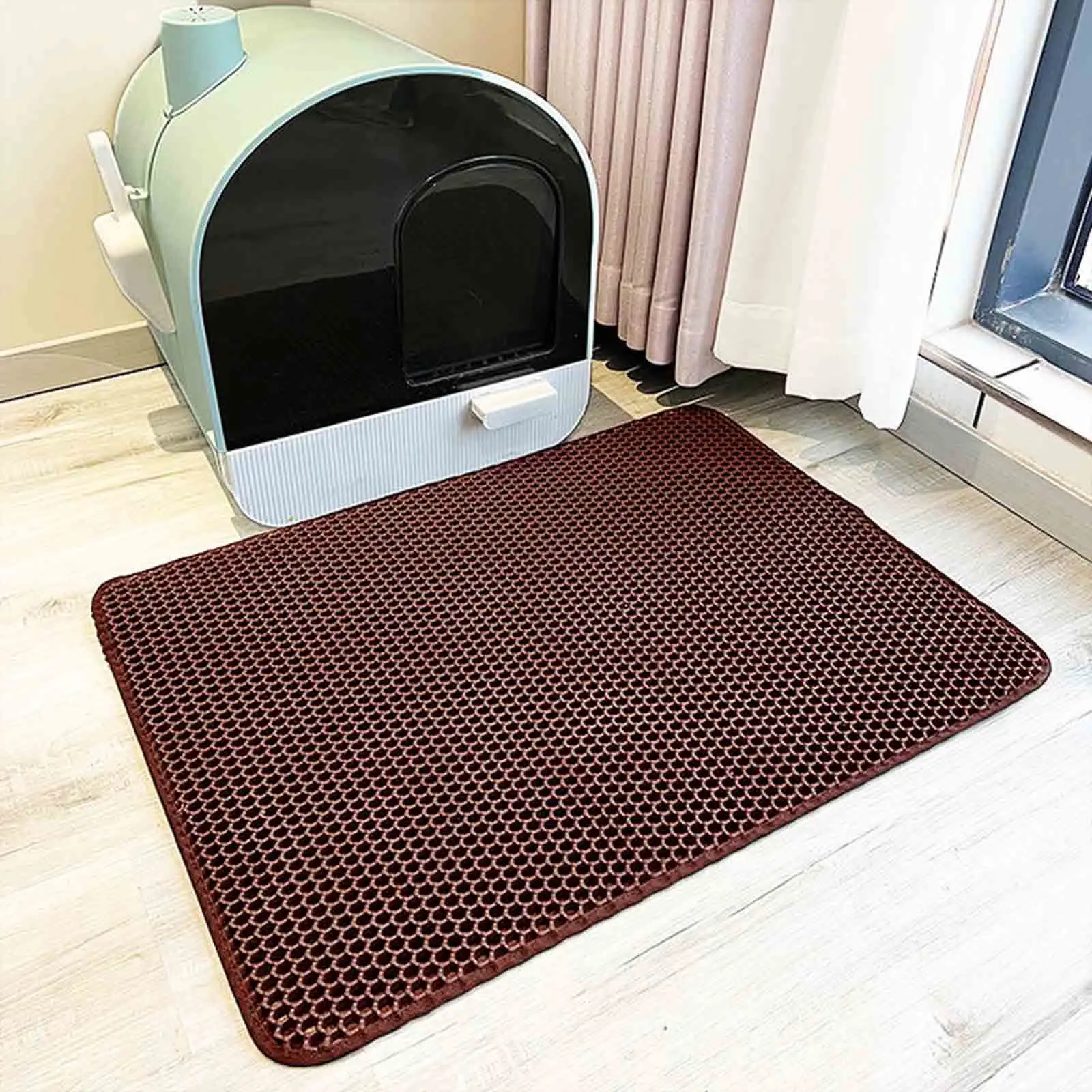 XEOVHV Cat Litter Mat Litter Trapping Mat. Double-Layer Kitty Paw Design. Urine and Waterproof Material. Easy to Clean. Non-Slip. Scatter Control. Sifting. Kitty Mat