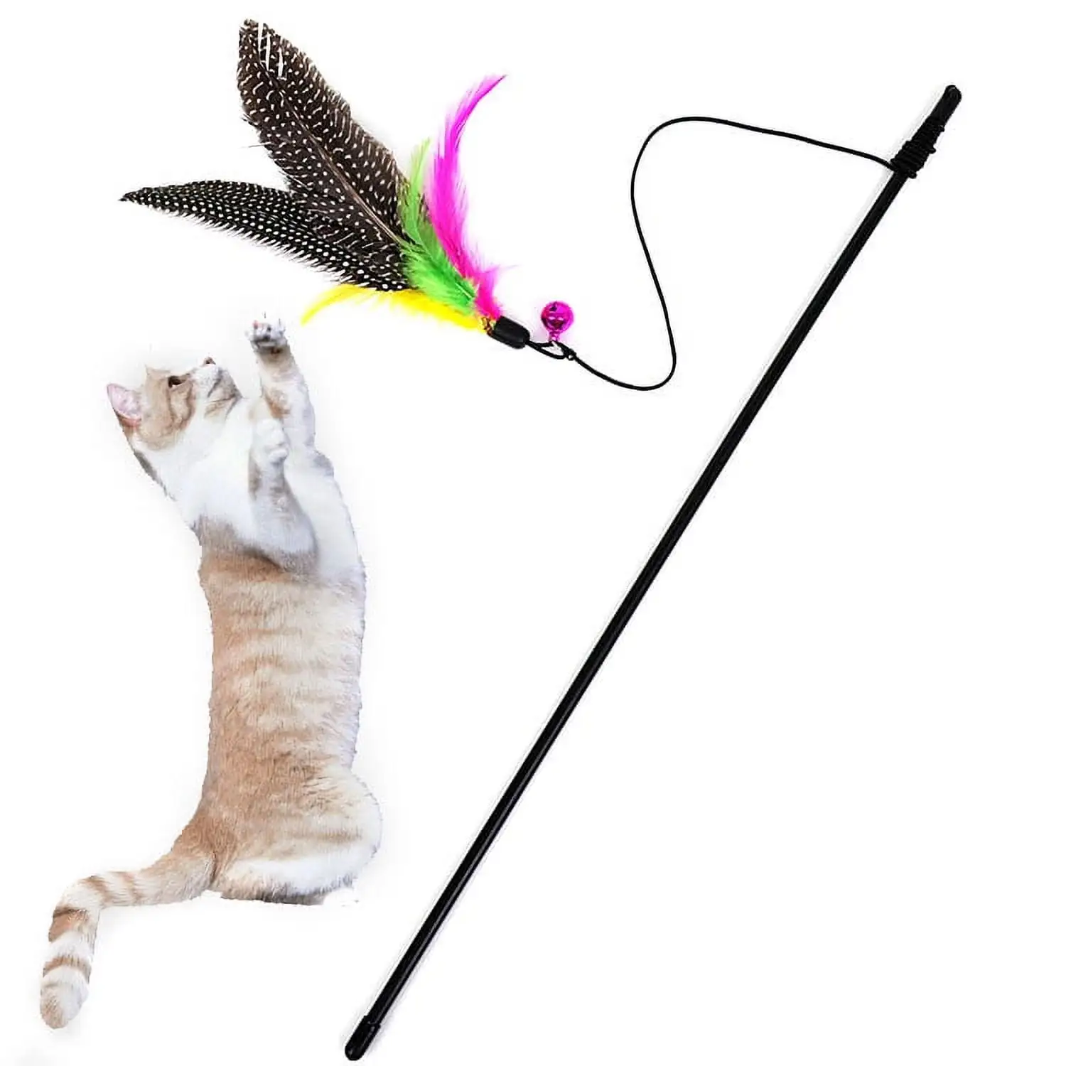 XEOVHV Interactive Cat Toys - Bell Beading Toy and Feather Toys Refills for Indoor Cats to Chase and Exercise