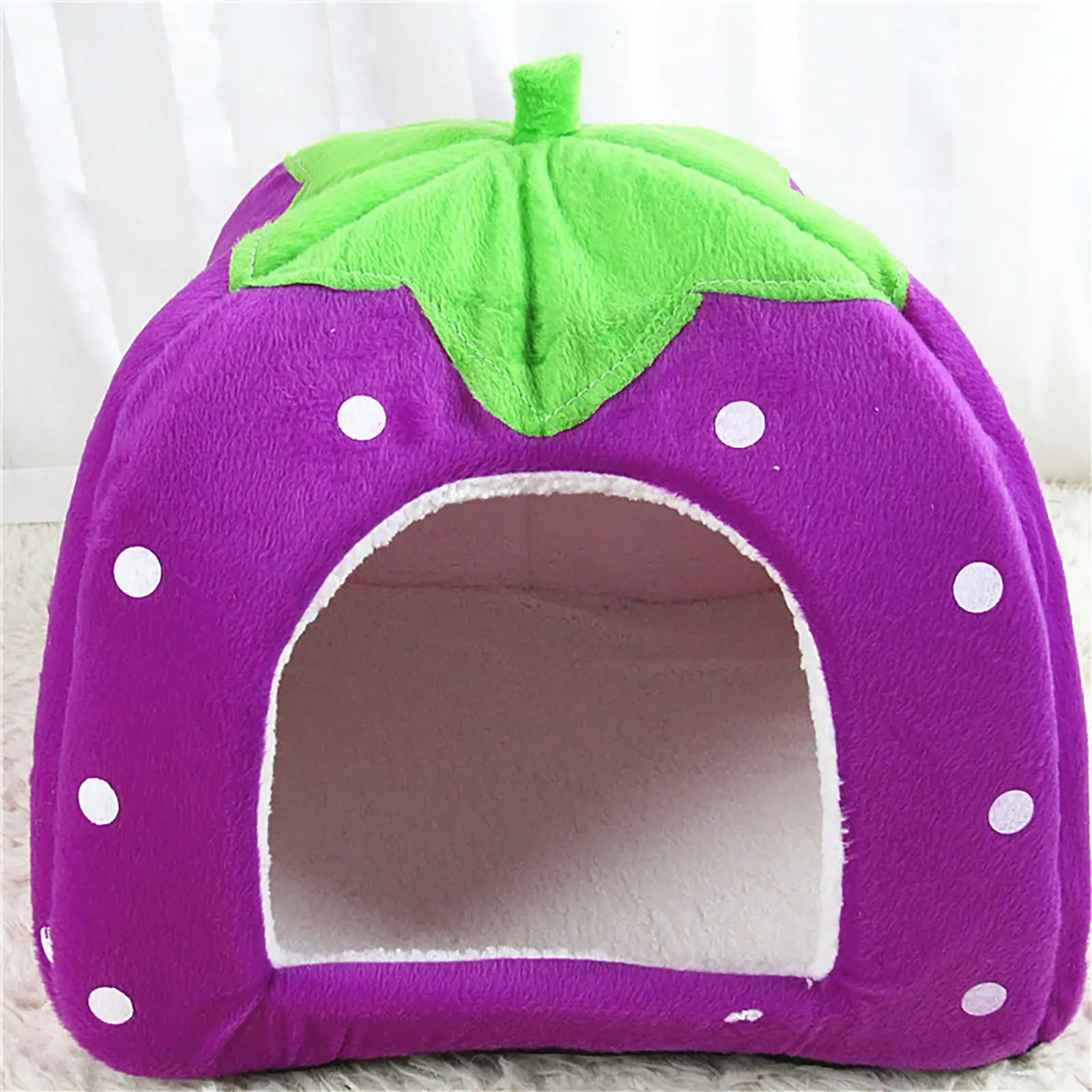 XEOVHV Strawberry Pet Bed for Dog.Puppy Cats Indoor Foldable Soft Warm Bed.Pet House Kennel Tent.S