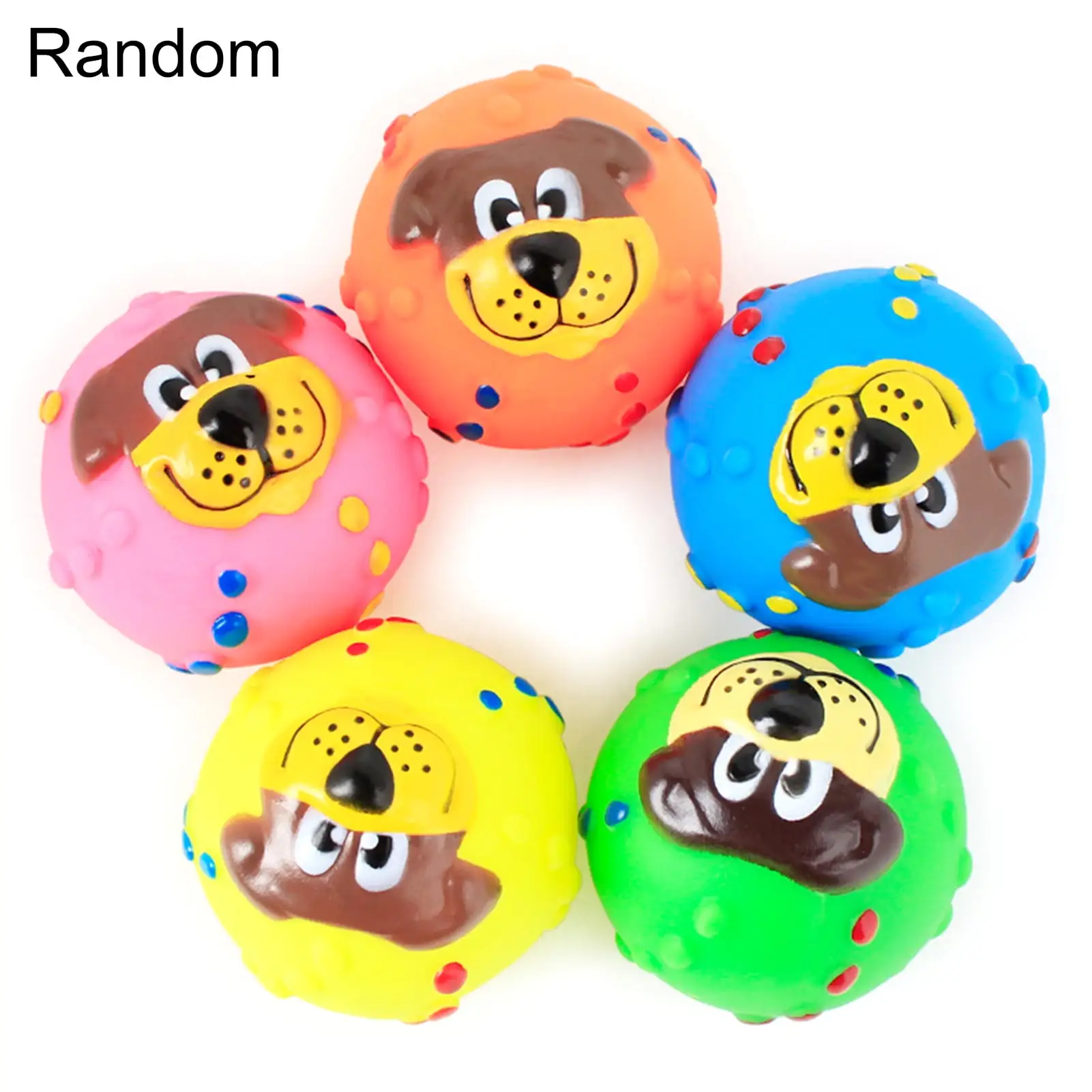 XM Culture Cute Pet Puppy Dog Face Ball Molar Throwing Training Soft Squeak Sound Play Toy