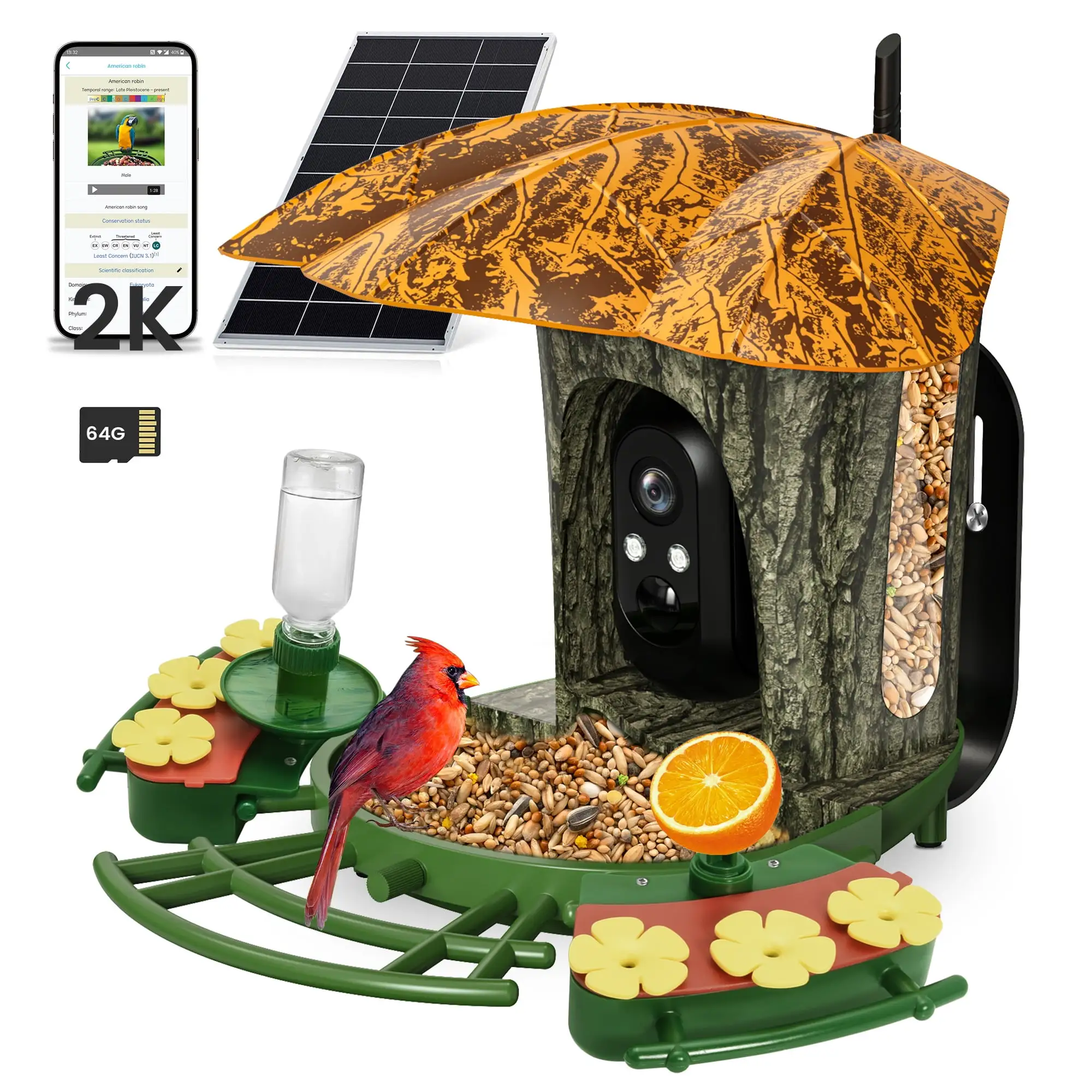 Xecessory Smart Bird Feeder with 2K HD Camera. DIY Add-Ons & Hummingbird Feeder. Solar Powered Night Vision AI Bird Identify. Ideal Gift for Bird Lover