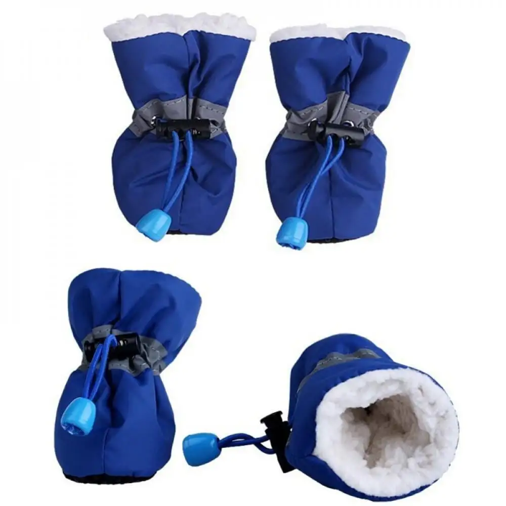 Xinhuaya Pet Rain Shoes Winter Warm Soft Cashmere Anti-skid Rain Shoes for Pet Dog Supplies Blue 2 Size