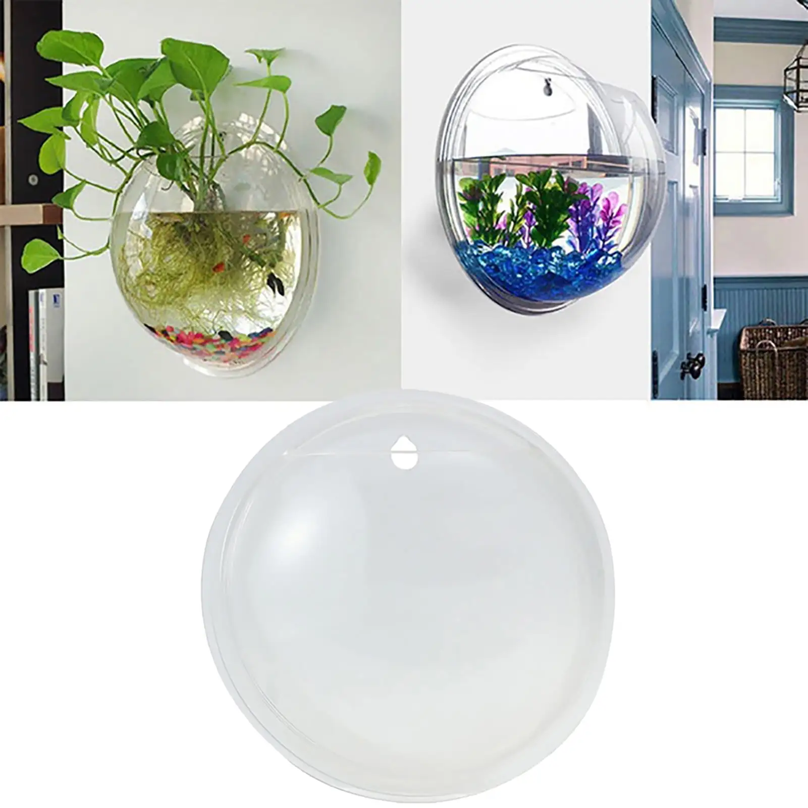 Xinwanna Wall Hanging Plant Flower Ball Vase Fish Tank Aquarium Decor Clear Wall Mounted Acrylic Creative Flower Pot for Home