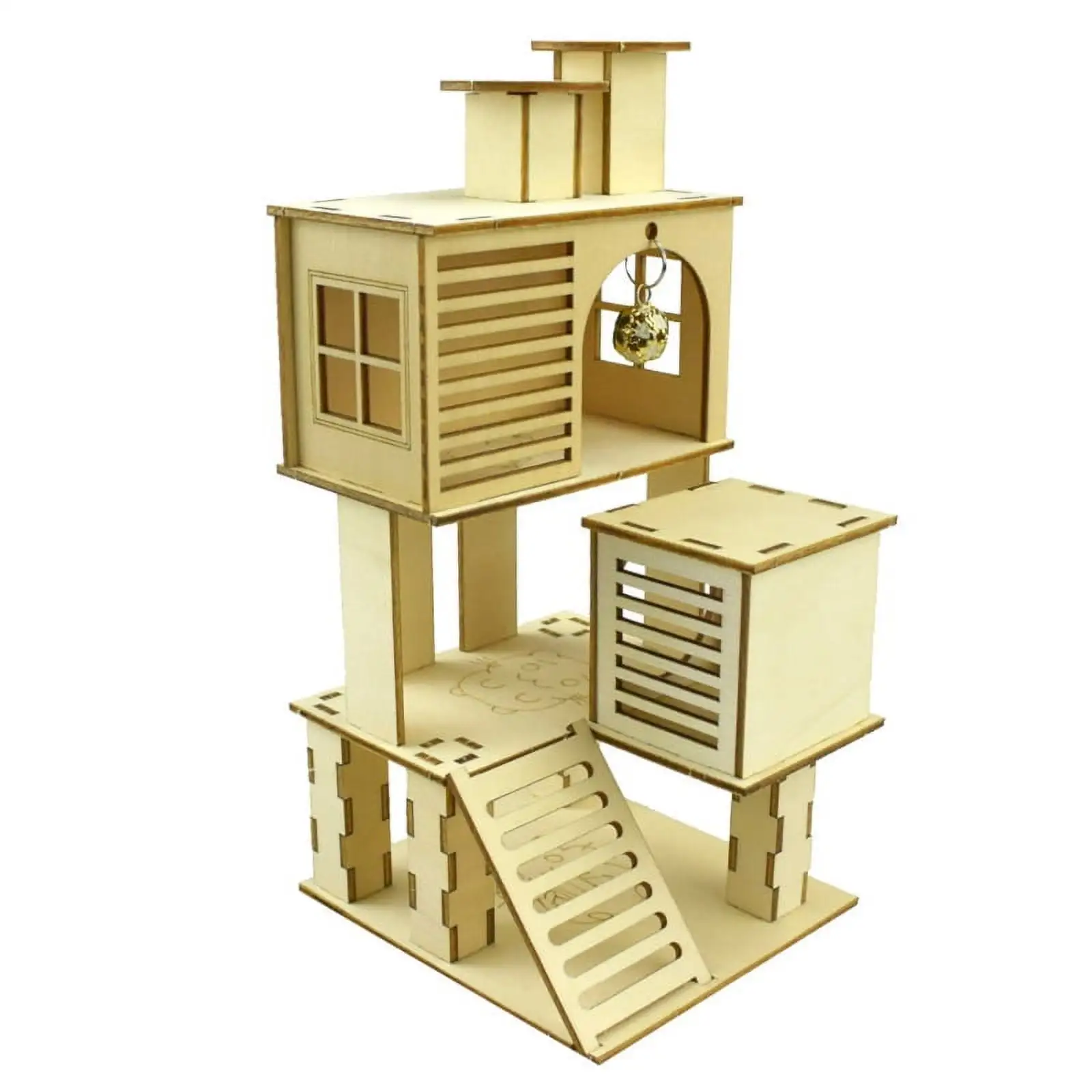 YEUHTLL Small Pets Hideout Wooden Hamster Villa House for Guinea Pigs Squirrel Ferret