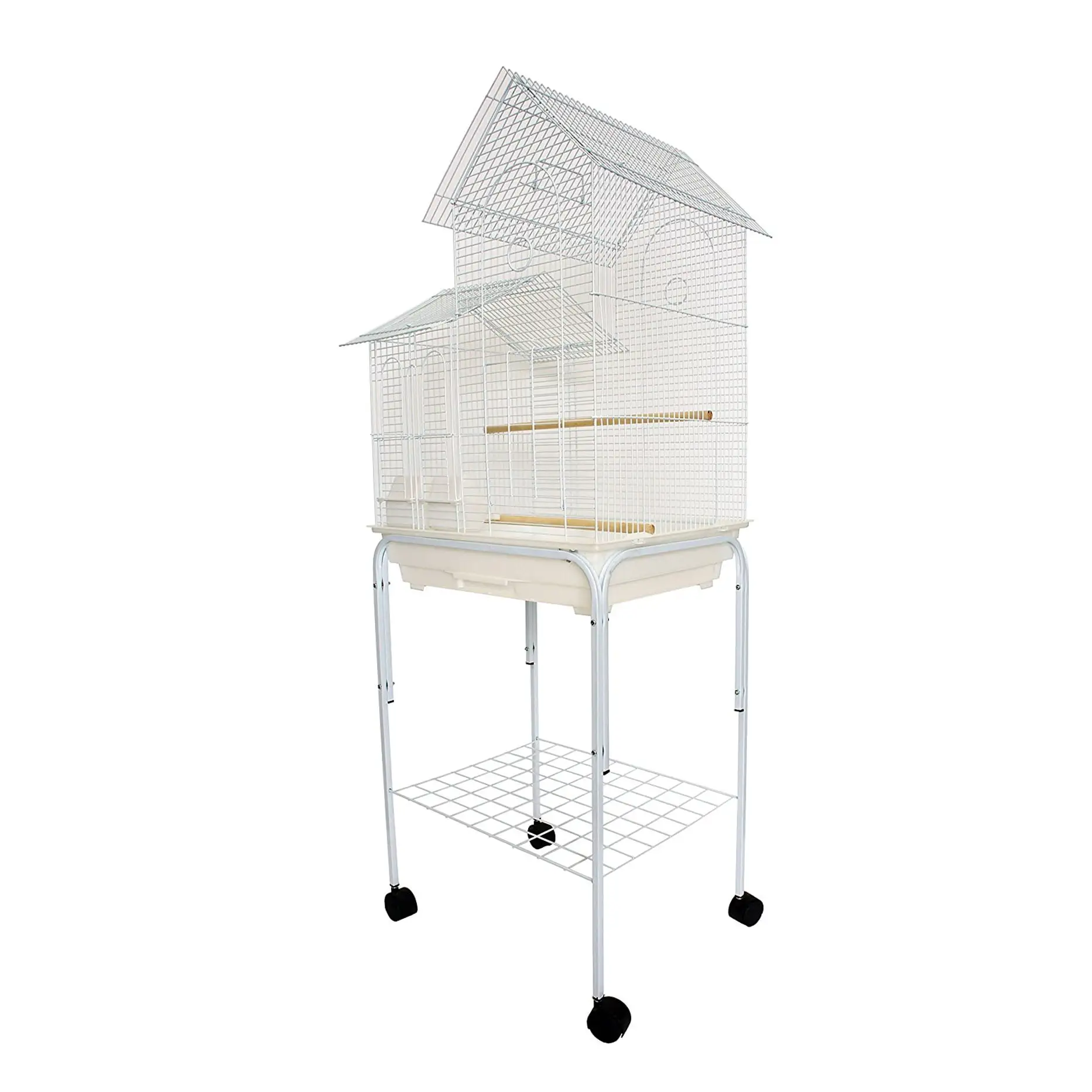 YML 1944WHT_4924WHT 1/2 Bar Spacing Villa Top Bird Cage with Stand. White