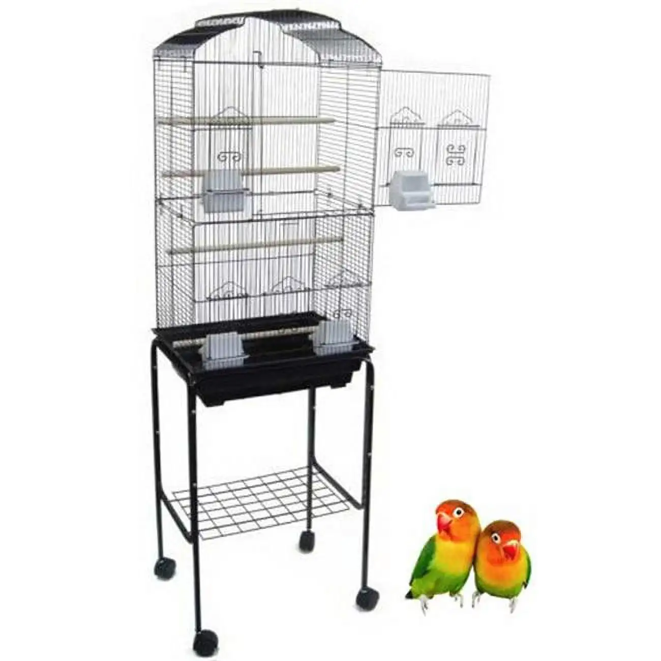 YML 5824-4814BLK 0.37 in. Bar Spacing Square Top Bird Cage with Stand. Black - 18 x 14 in. - Small