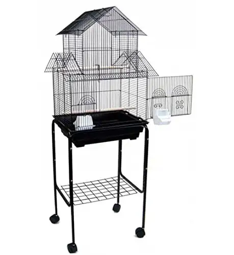 YML 5844 3/8 Bar Spacing Pagoda Bird Cage with Stand. 18 x 14/Small. Black