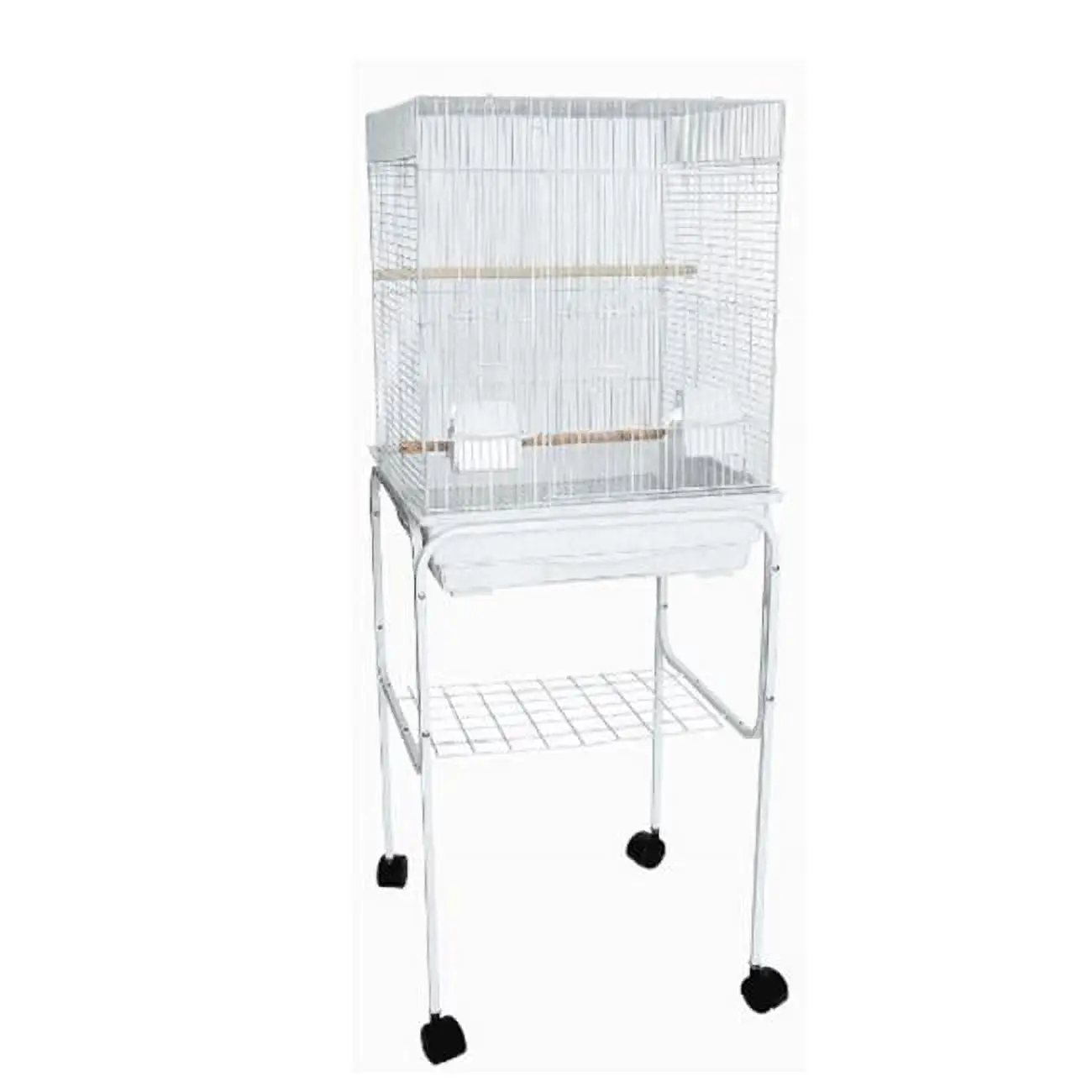 YML 5924-4814WHT 0.37 in. Bar Spacing Flat Top Bird Cage with Stand. White - 18 x 18 in. - Small