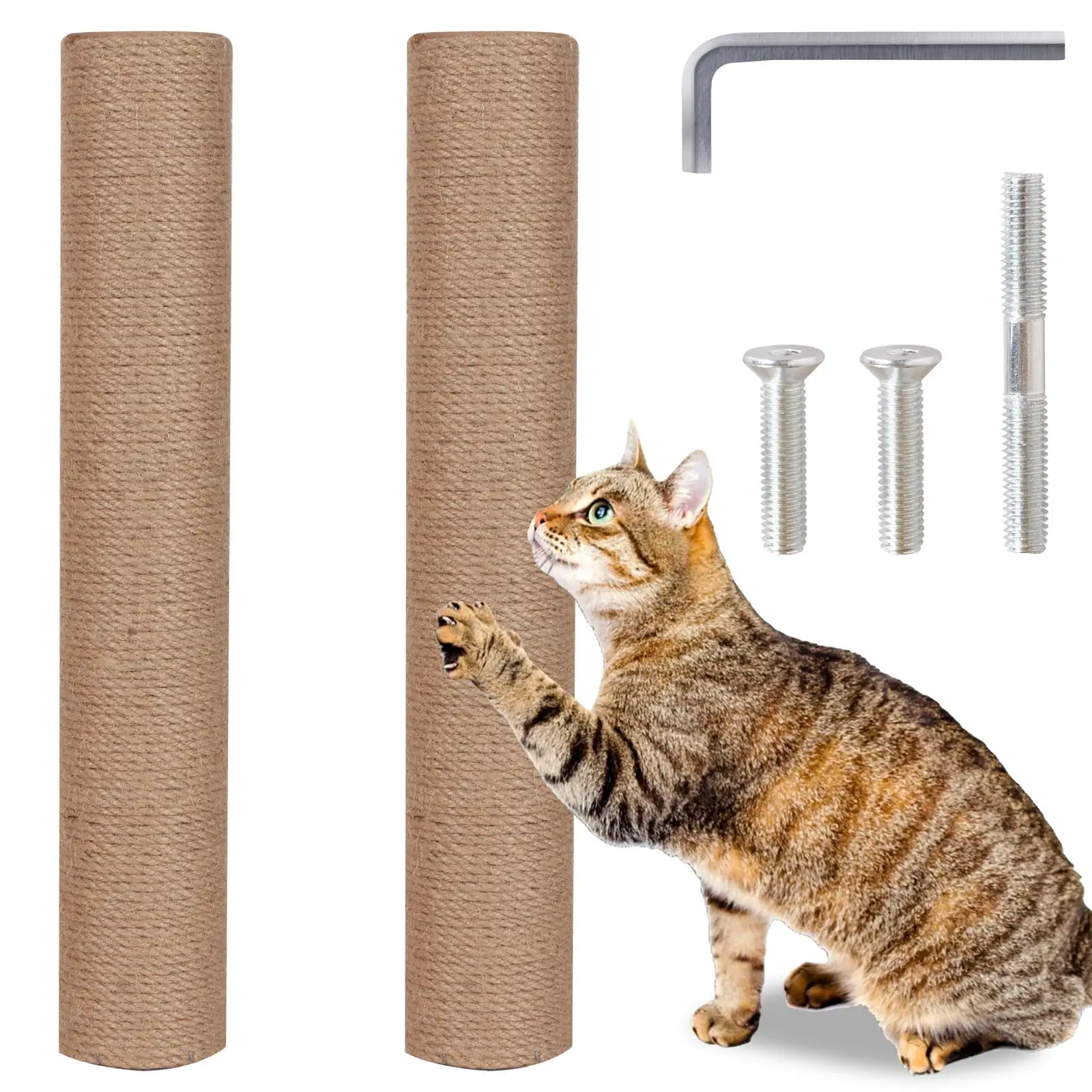 YOYTOO 2Pcs Cat Scratching Post Replacement. 15.7 Cat Scratch Post Refill Pole Parts for Refurbishment with M8 Screws