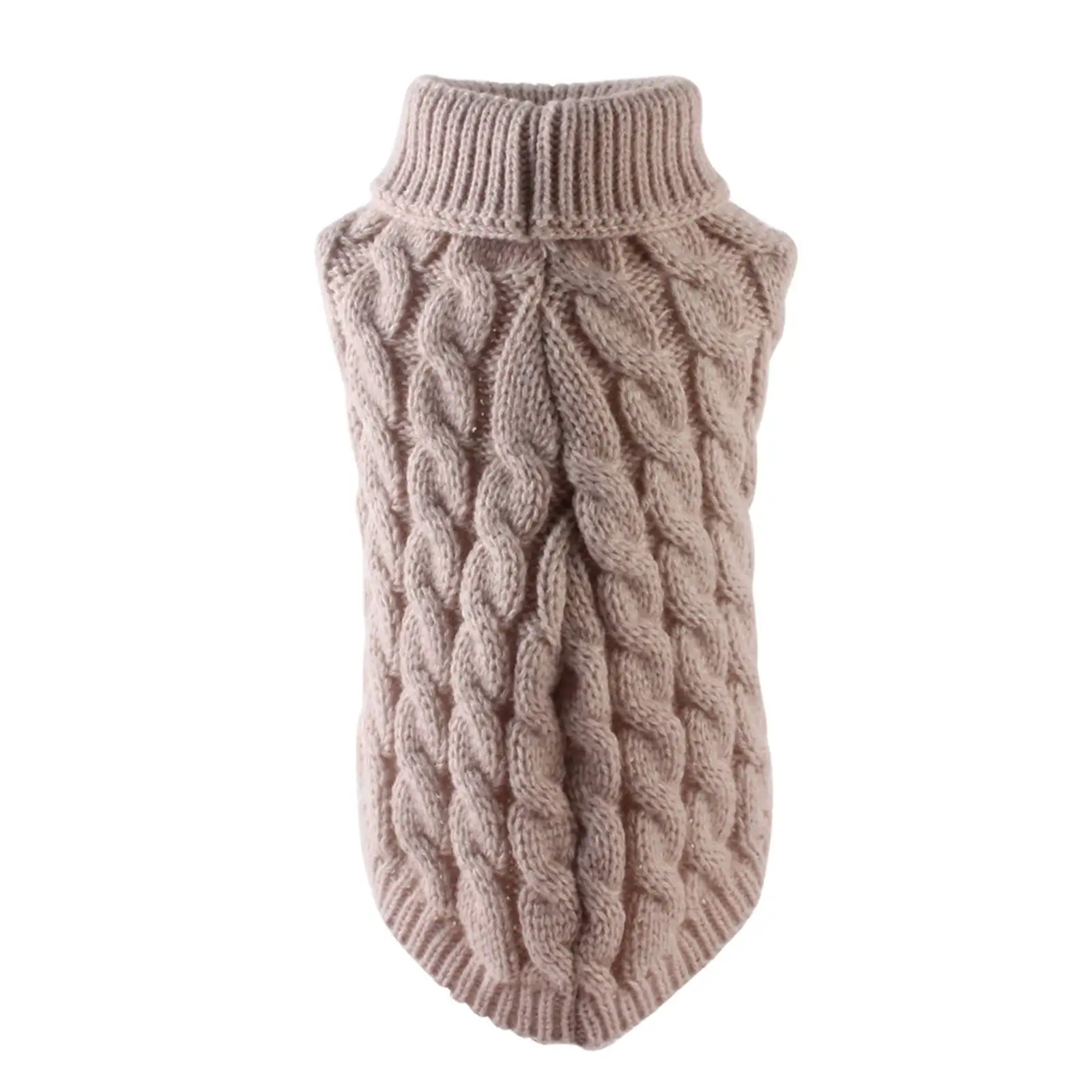 YUEHAO Dog Clothes for Small Dogs Small Dog Sweater Knitwear Turtleneck& Warm Dog Sweaters for Small Chihuahua Autumn Winter Sweater Knitwear Clothes Pet Supplies for Dogs (Beige. L)