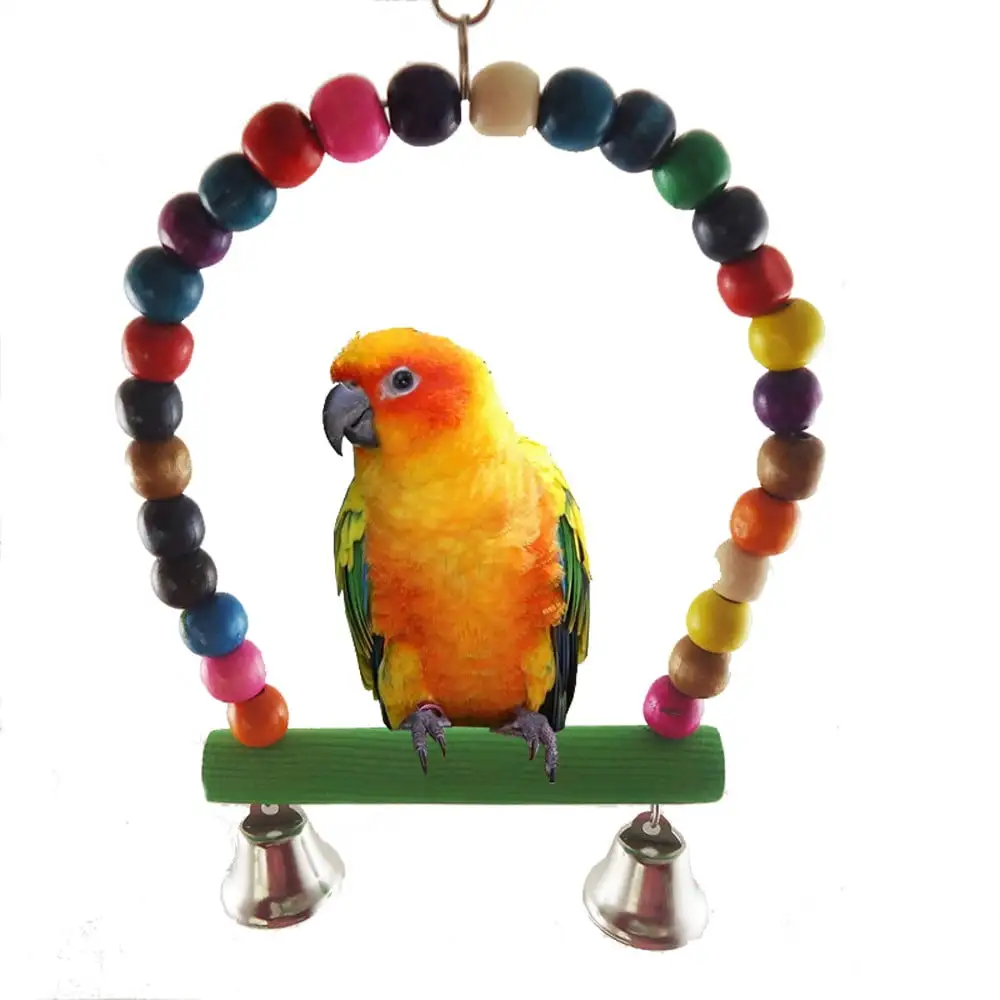 YUEHAO Pet Supplies Pet Bird Parrot Parakeet Budgie Cockatiel Cage Swing Toys Hanging Toy Multicolour