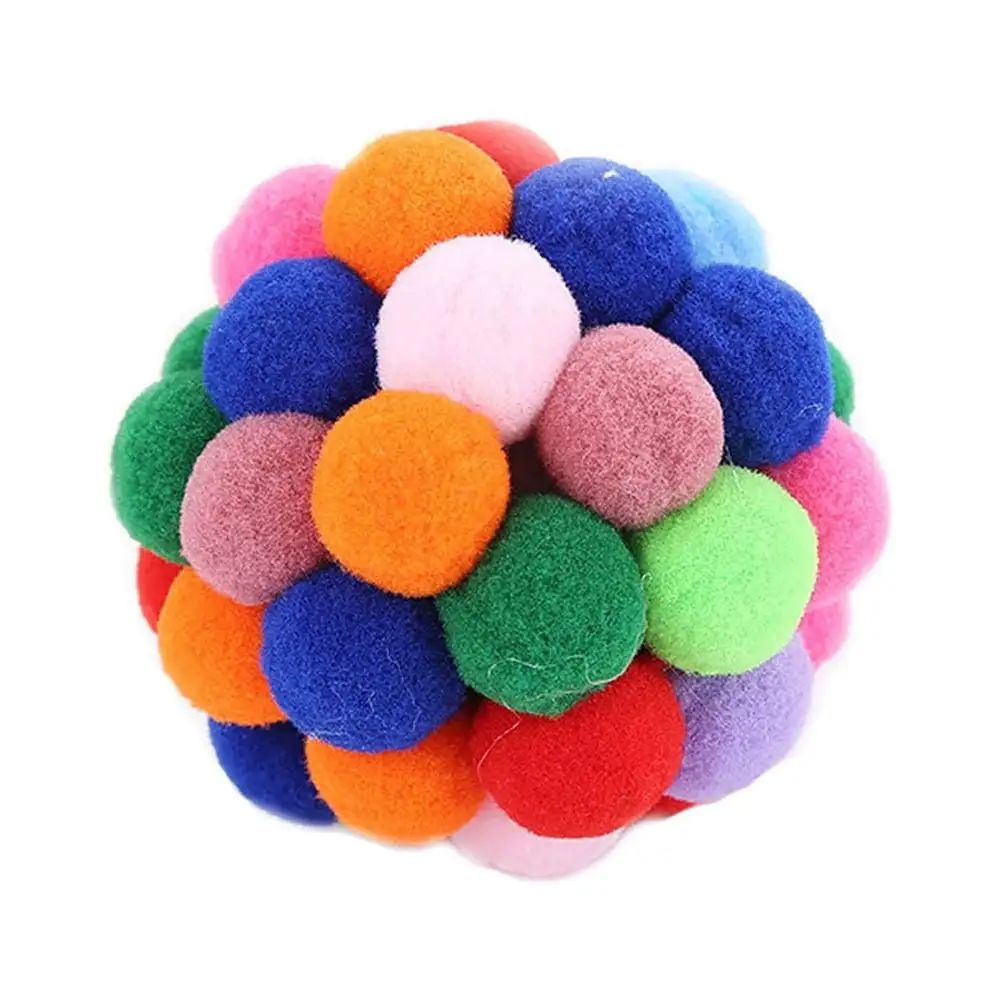 YUEHAO Pet Supplies Pet Cat Toy Colorful Handmade Bells Bouncy Ball Built-In Catnip Interactive Toy Multicolour