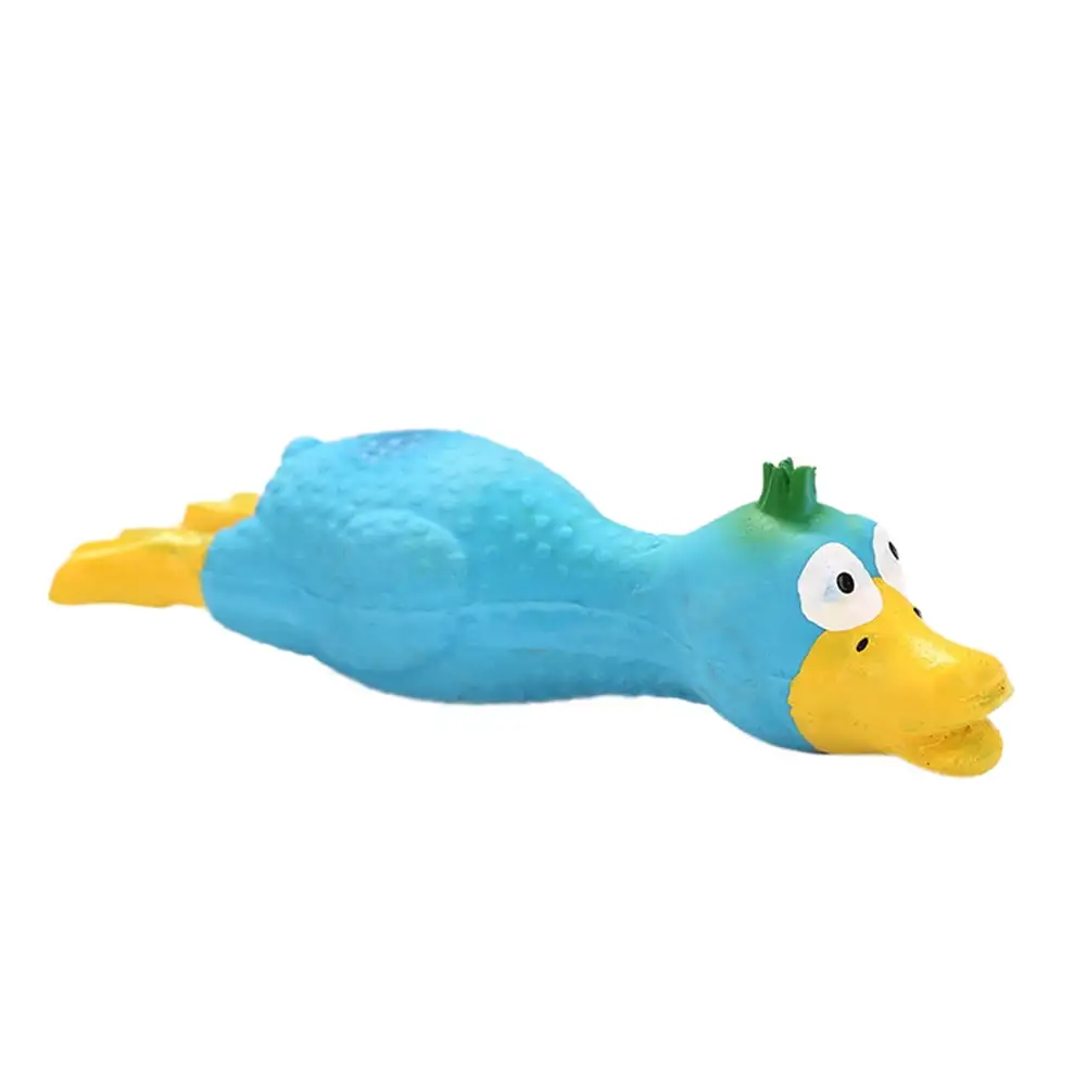 YUEHAO Pet Supplies Pet Dog Puppy Cat Chews Toy Natural Latex Chicken Squeaky Sound Play Toys Blue