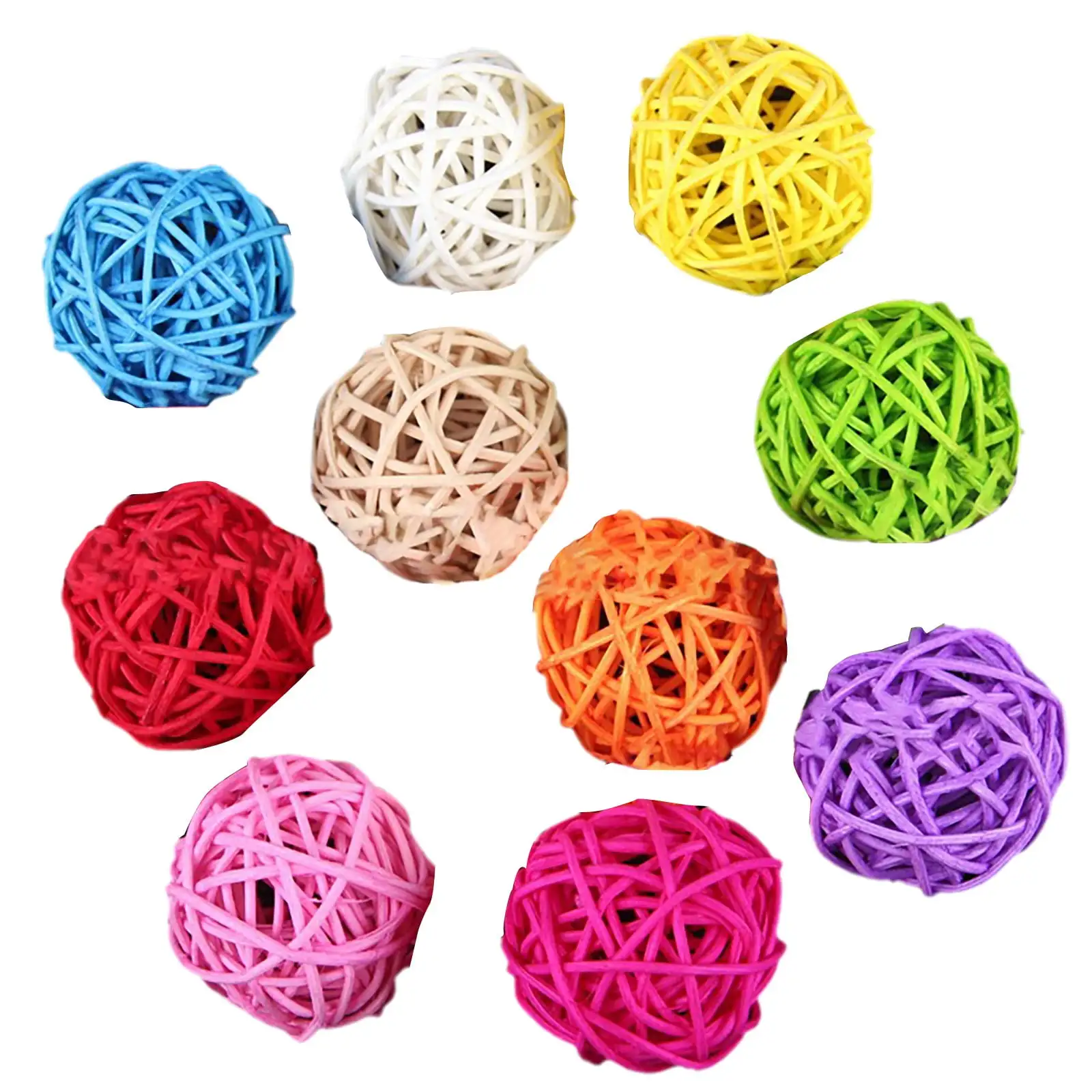 YUEHAO Pet Supplies Rattan Balls Bird Toys Diy Accessories Toy For Parrot Budgie Parakeet Cockatiel African G^Rey C^Ockatoo 10Pcs