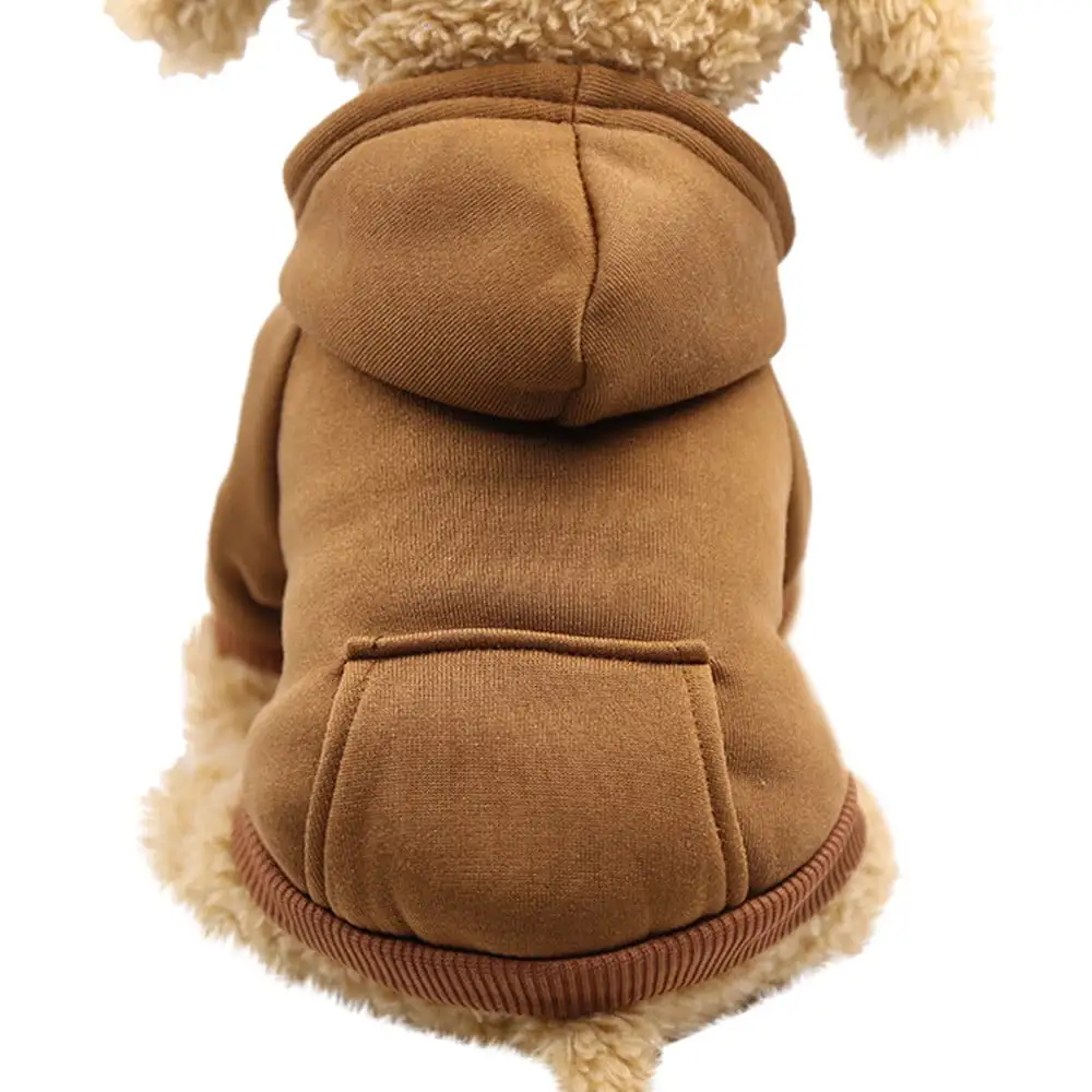 YUEHAO Polyester Hoodied Sweatshirts With Pocket Dog Clothes Pet Clothing Pet Dog Solid Color With Coffee