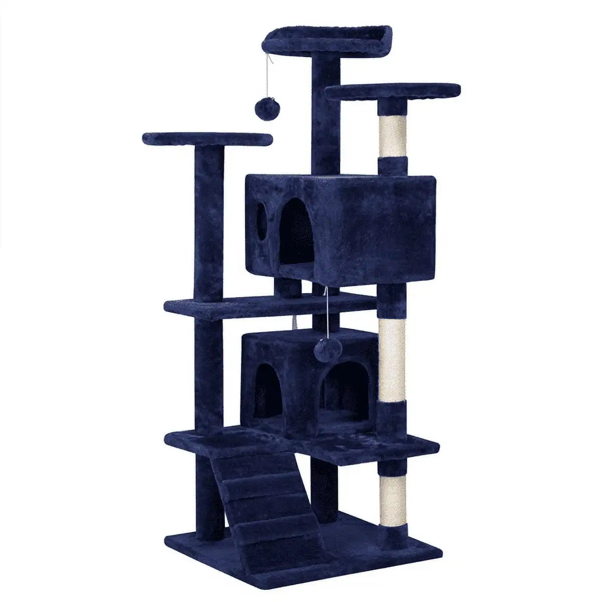 YaheeTech 51-in Cat Tree & Condo Scratching Post Tower. Navy Blue