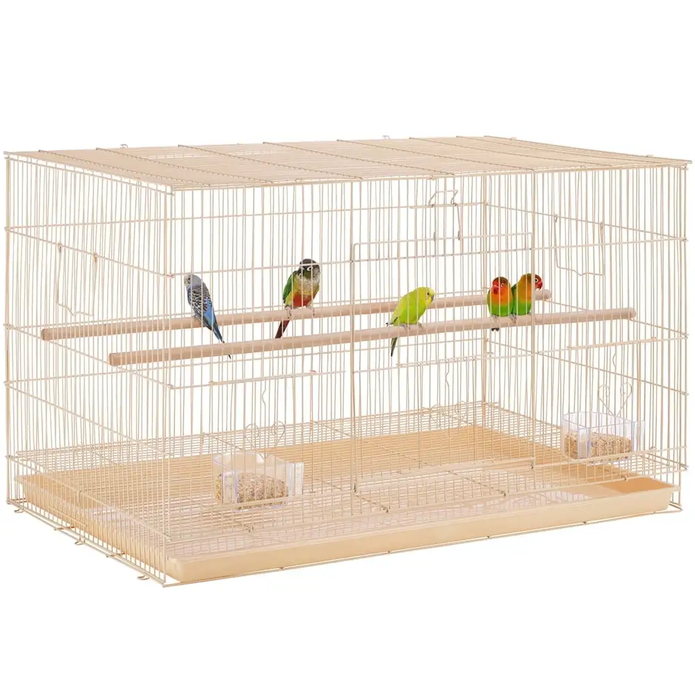 Yaheetech 30.5 inch Rectangle Breeding Flight Parakeet Bird Cage with Slide-Out Tray. Almond