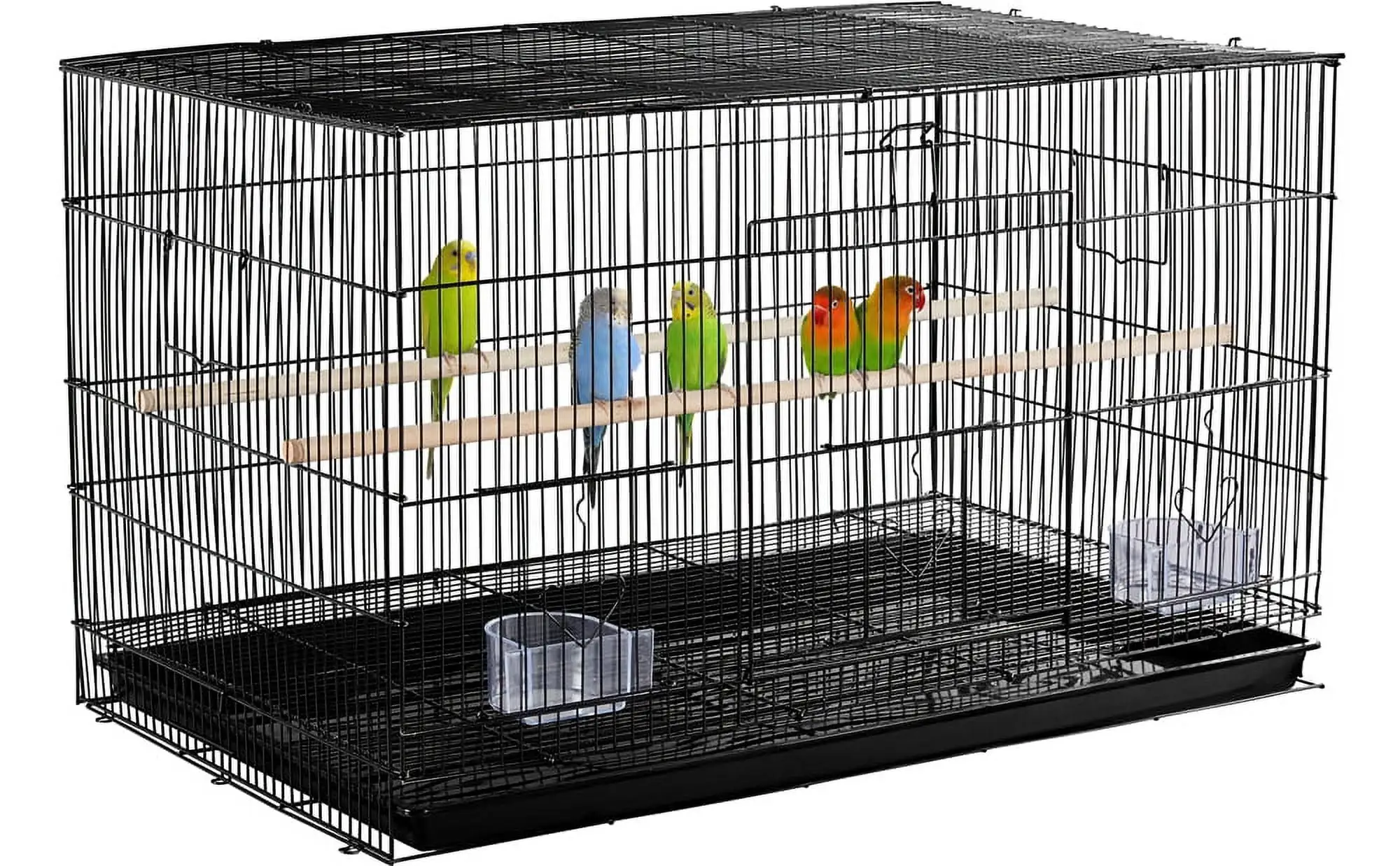 Yaheetech 30.5 inch Rectangle Breeding Flight Parakeet Bird Cage with Slide-Out Tray for Finches Budgies Cockatiels. Black