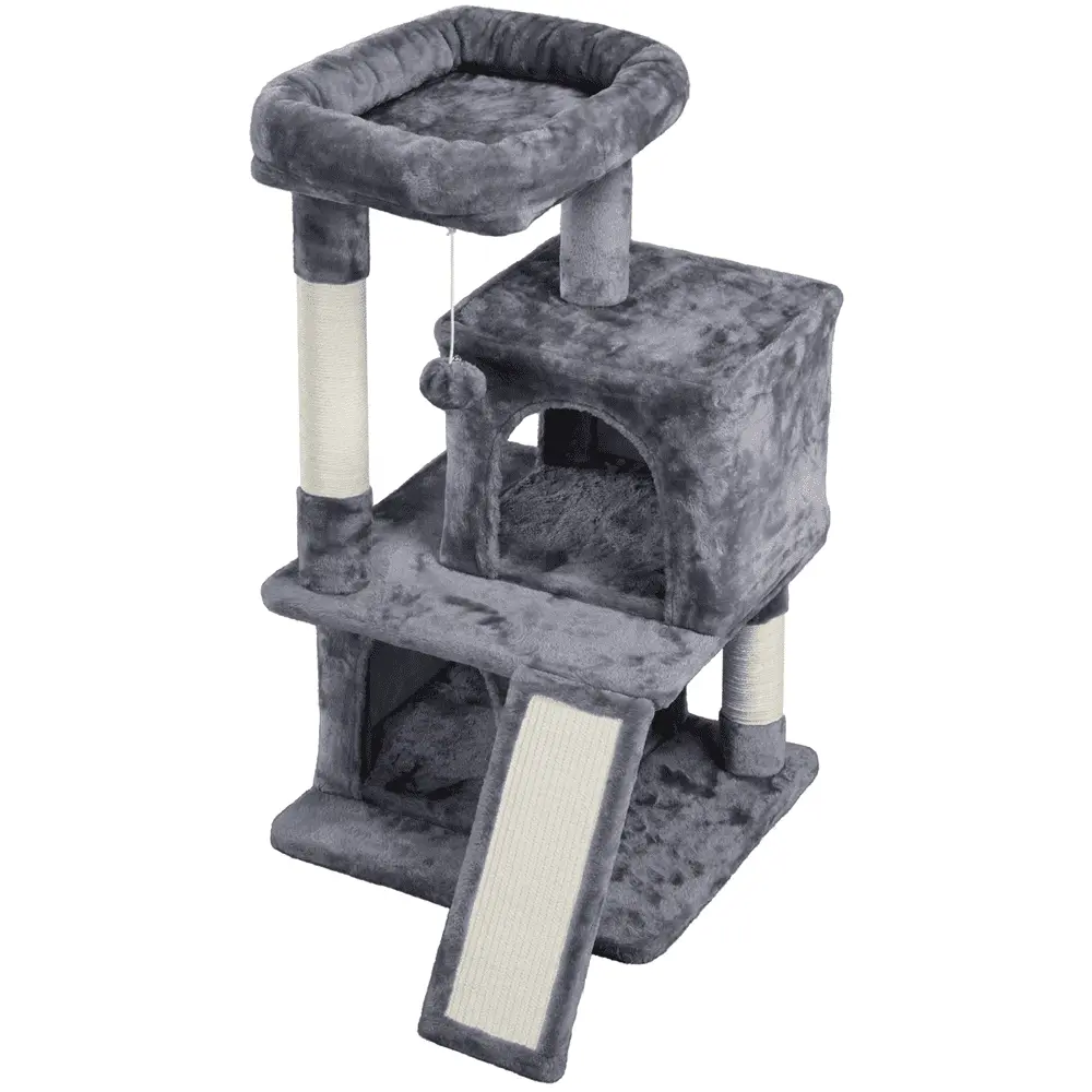 Yaheetech 36'' H Cat Tree with Condos and Scratching Posts.Dark Gray