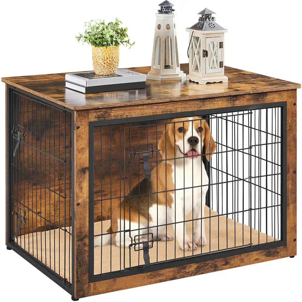 Yaheetech 40'' W Industrial Multi-functional Wooden Dog Crate.Rustic Brown