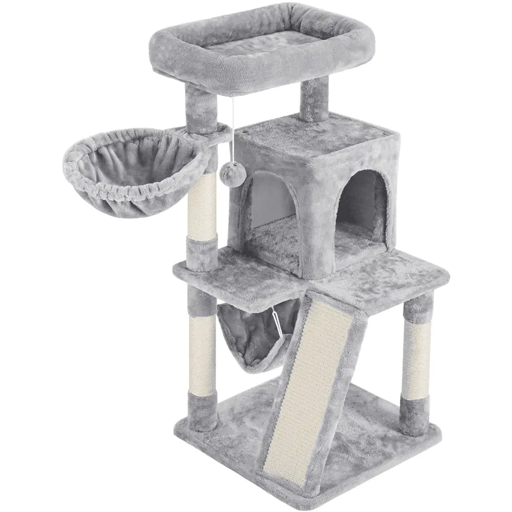 Yaheetech 40-in Multi-Level Cat Tree Tower with Condo. Light Gray