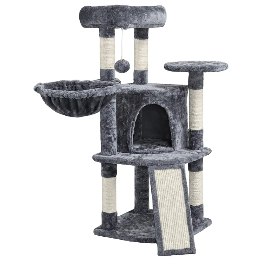 Yaheetech 42inch Cat Tree with Condo Basket Perch Platform. Dark Gray