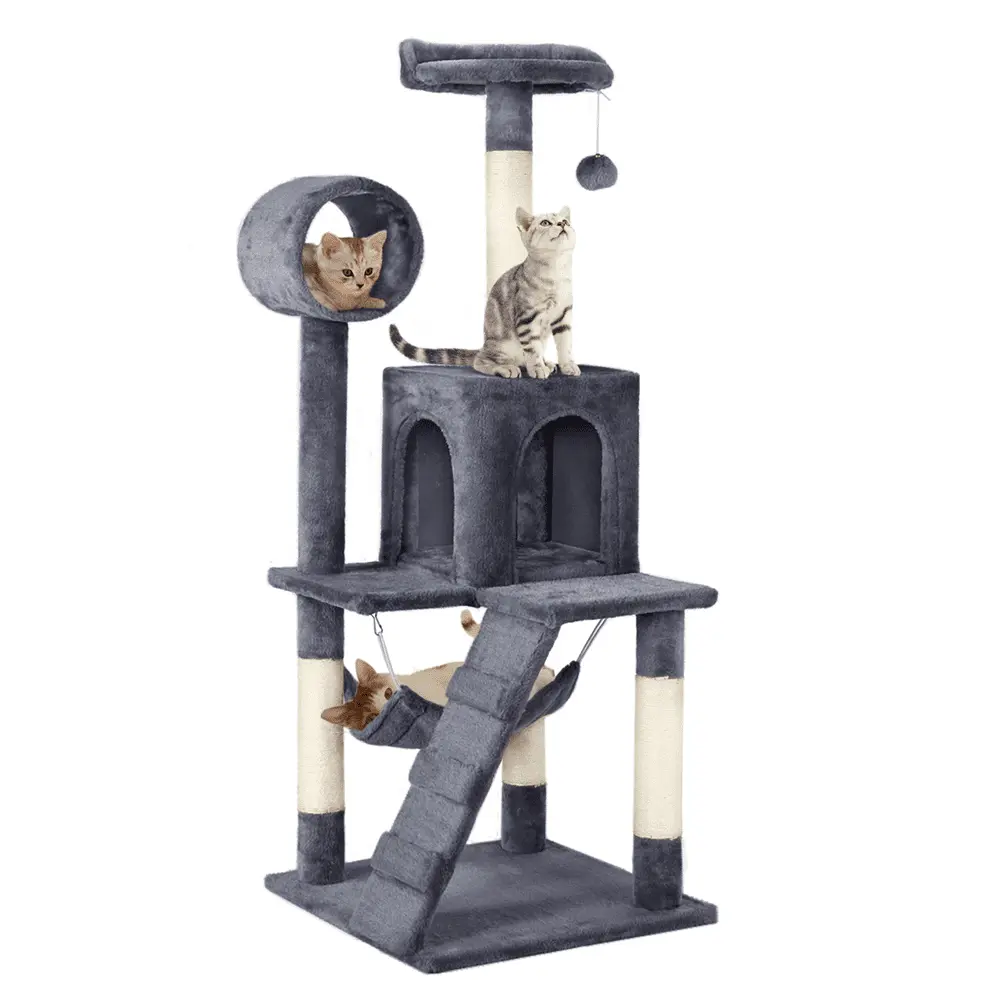 Yaheetech 51'' Cat Tree Condo Multilevel Cat Towers W/ Hammock Tunnel Scratching Post. Dark Gray