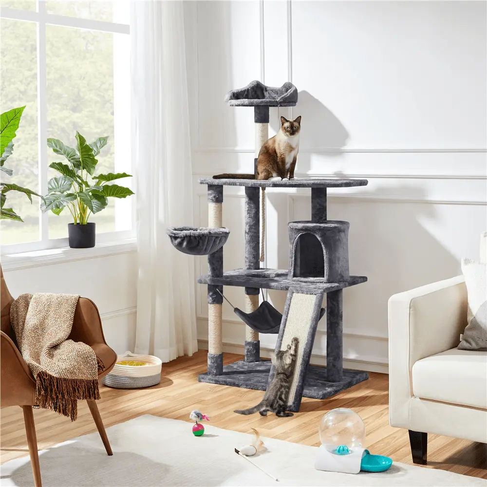 Yaheetech 63.5''H Cat Tree Cat Tree Condo with Scratching Post. Dark Gray