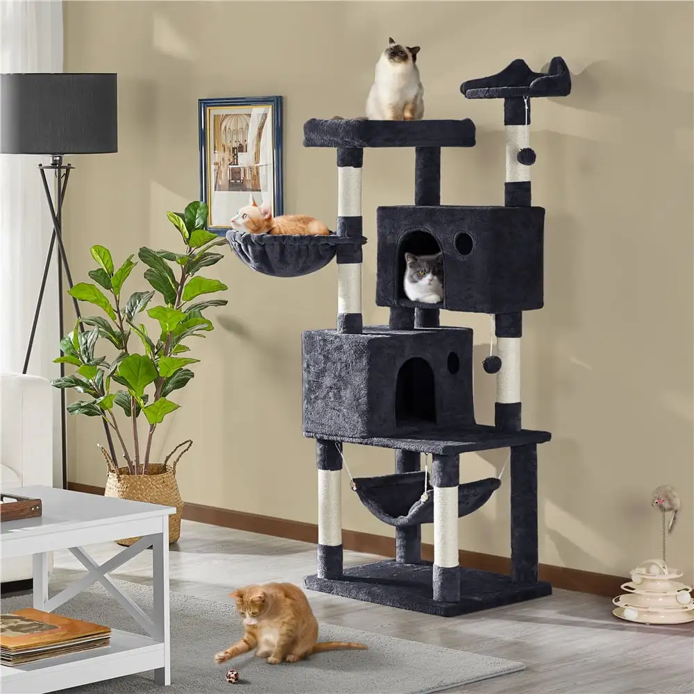 Yaheetech 64'' Multi-level Cat Tree Cat Tower. Black