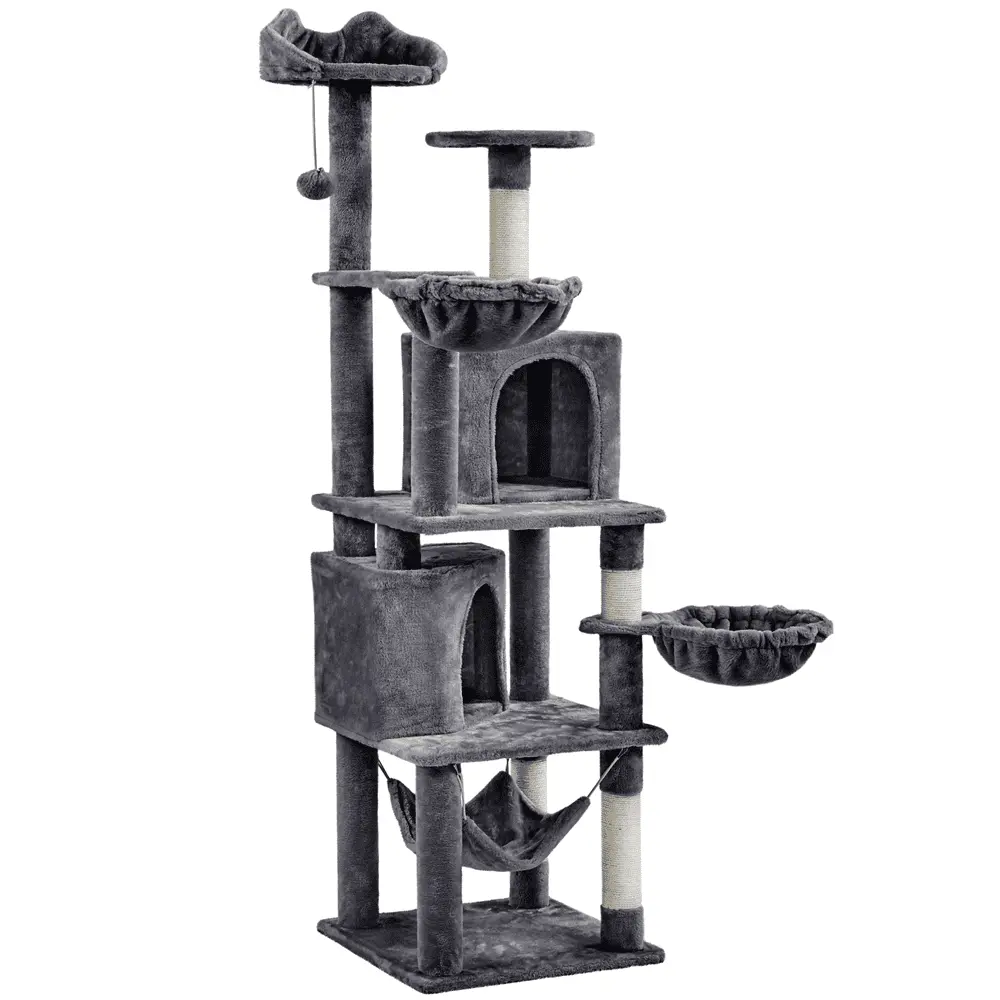 Yaheetech 69'' Multilevel Cat Tree Cat Towers W/ Double Condo. Dark Gray