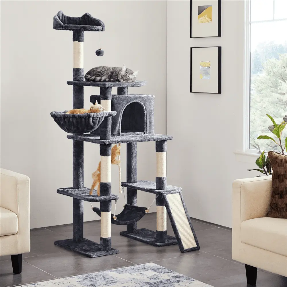 Yaheetech 70'' Multilevel Cat Tree Cat Tower with Condo &Scratching Posts. Dark Gray