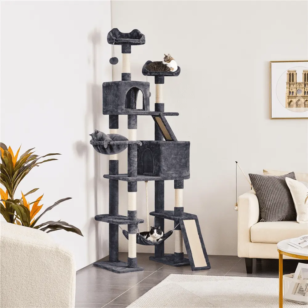 Yaheetech 82.5'' H Large Cat Tree Cat Tower with Condos. Dark Gray