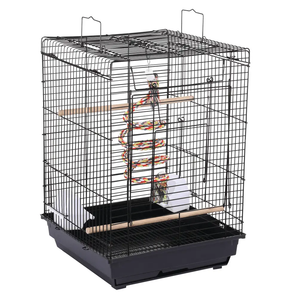 Yaheetech Open Top Travel Bird Cage Carrier for Bird Canary Cockatiel Small Parrots. Black