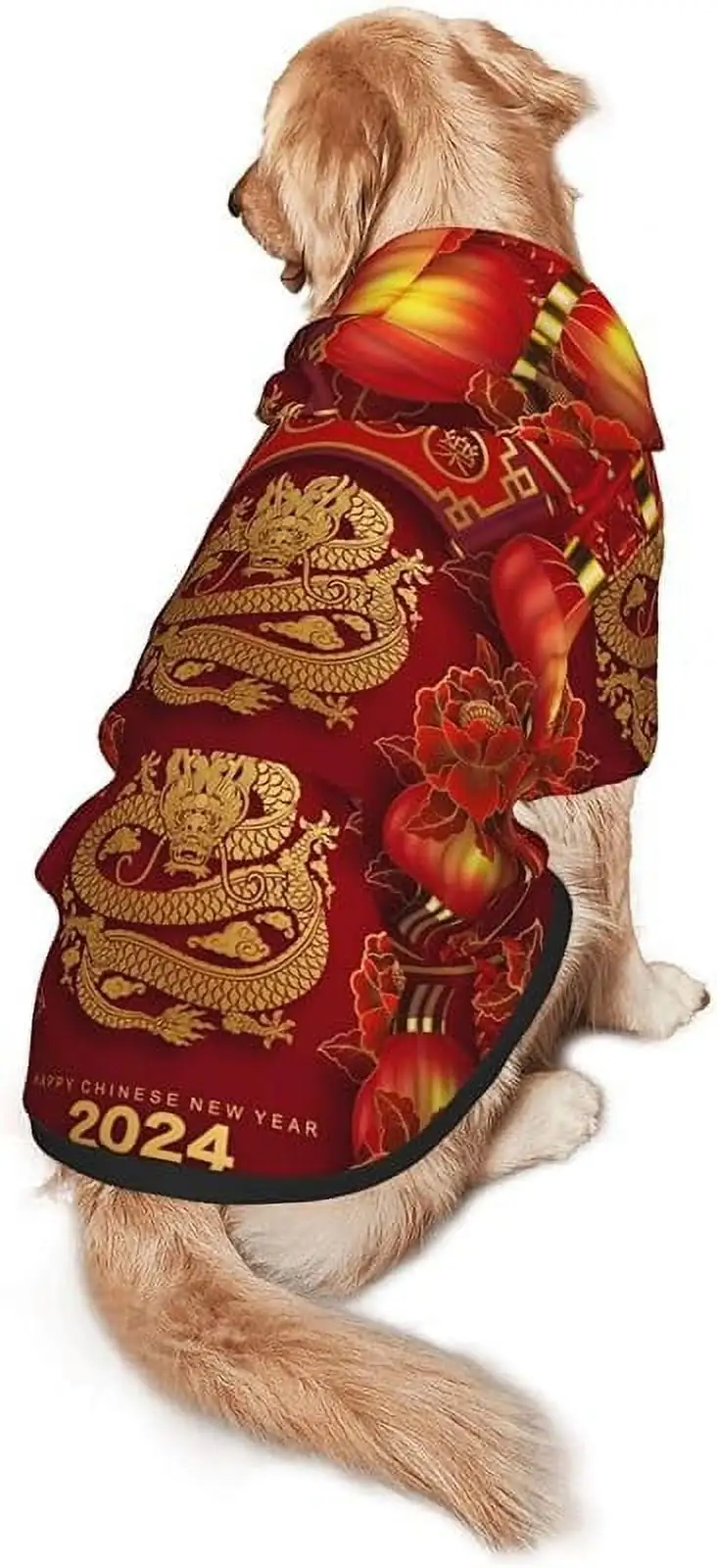 Year of The Dragon 2024 Happy Chinese New Year Pet Dog Hoodie Costume Pets Wear Hoodies Winter Coat Cloth Sweaters Sweatshirts Jacket Pullover