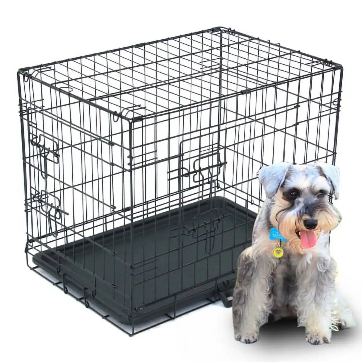 Yedigre Folding Pet Kennel Cat Dog with Divider Steel Crate Animal Playpen Wire.Metal.30