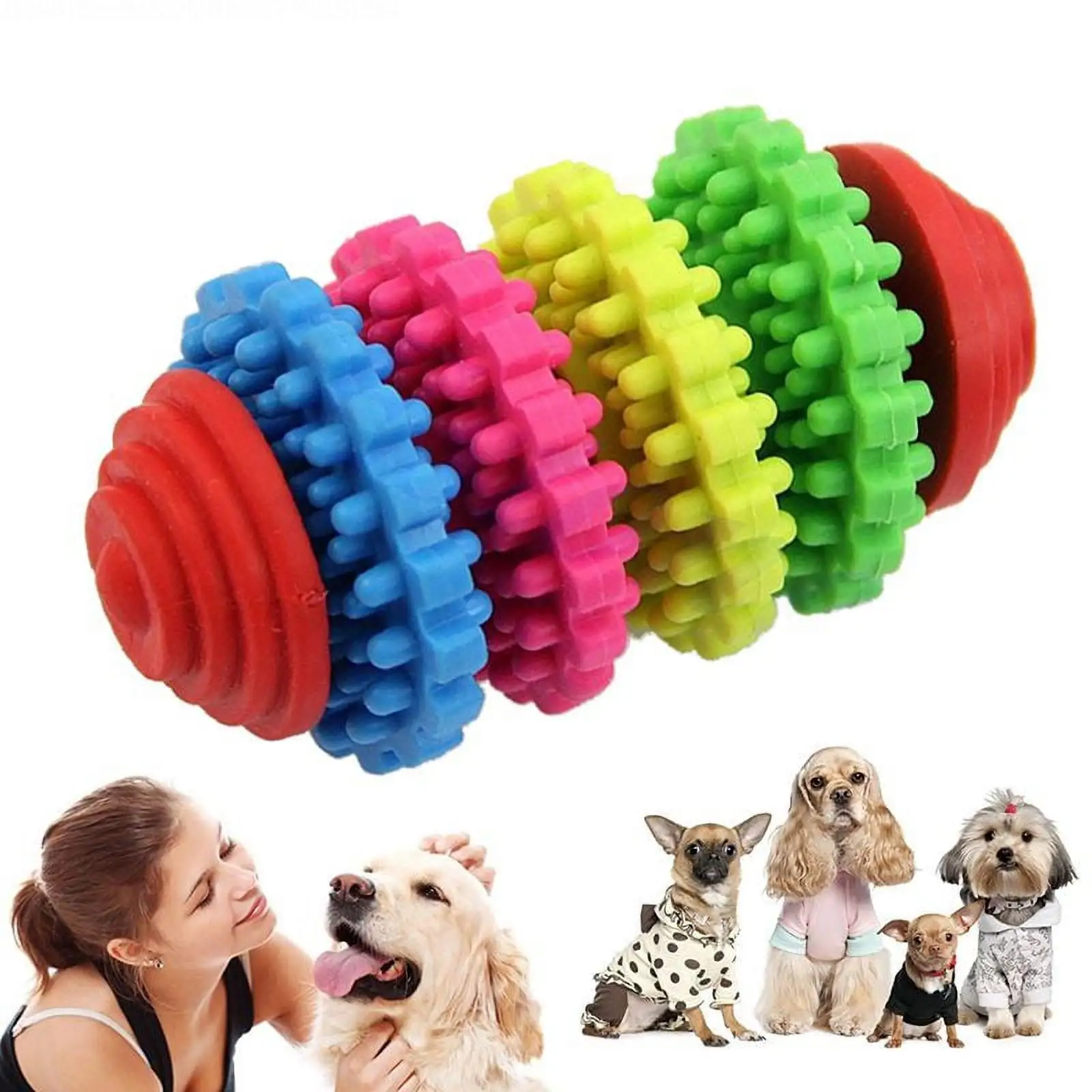 Yesbay Pets Dogs Puppy Colorful Rubber Dental Teething Healthy Teeth Gums Chew Toy