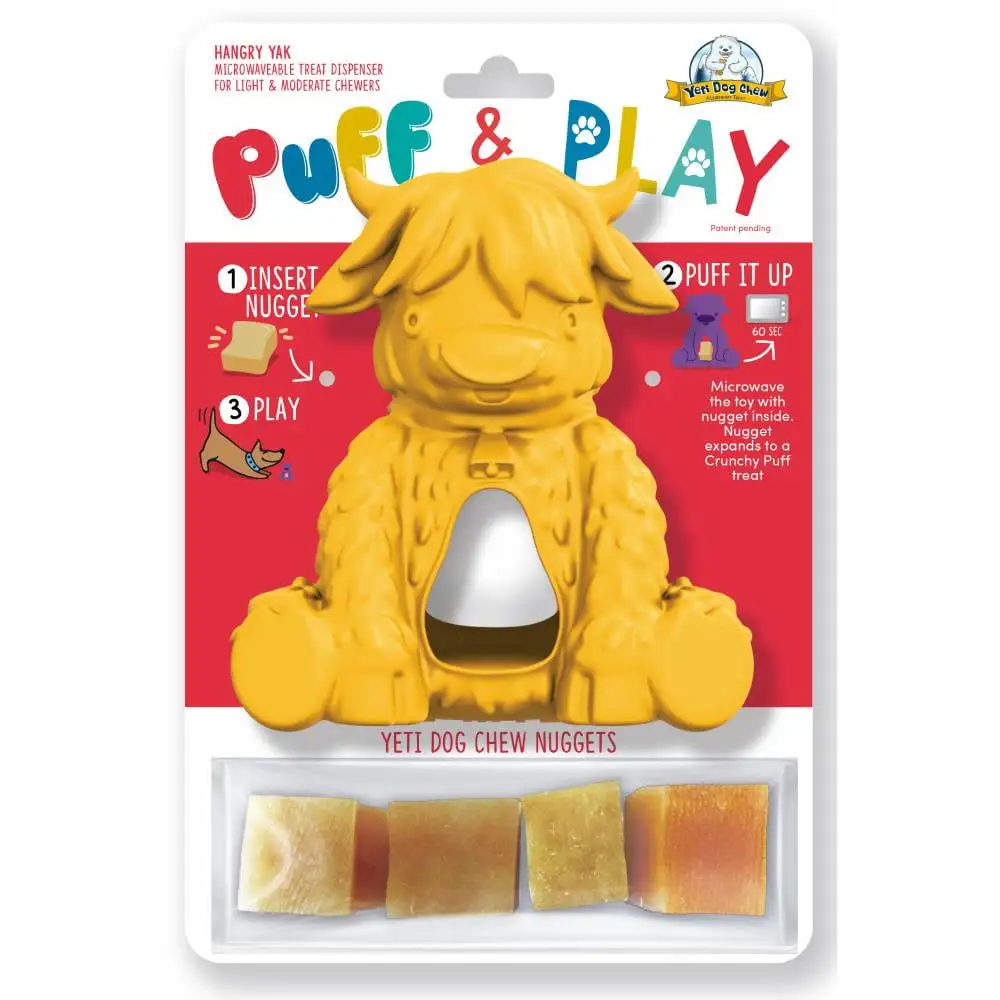 Yeti Puff and Play Dog Toy Interactive Nuggets Dispenser for Light to Moderate Chewers. Yellow