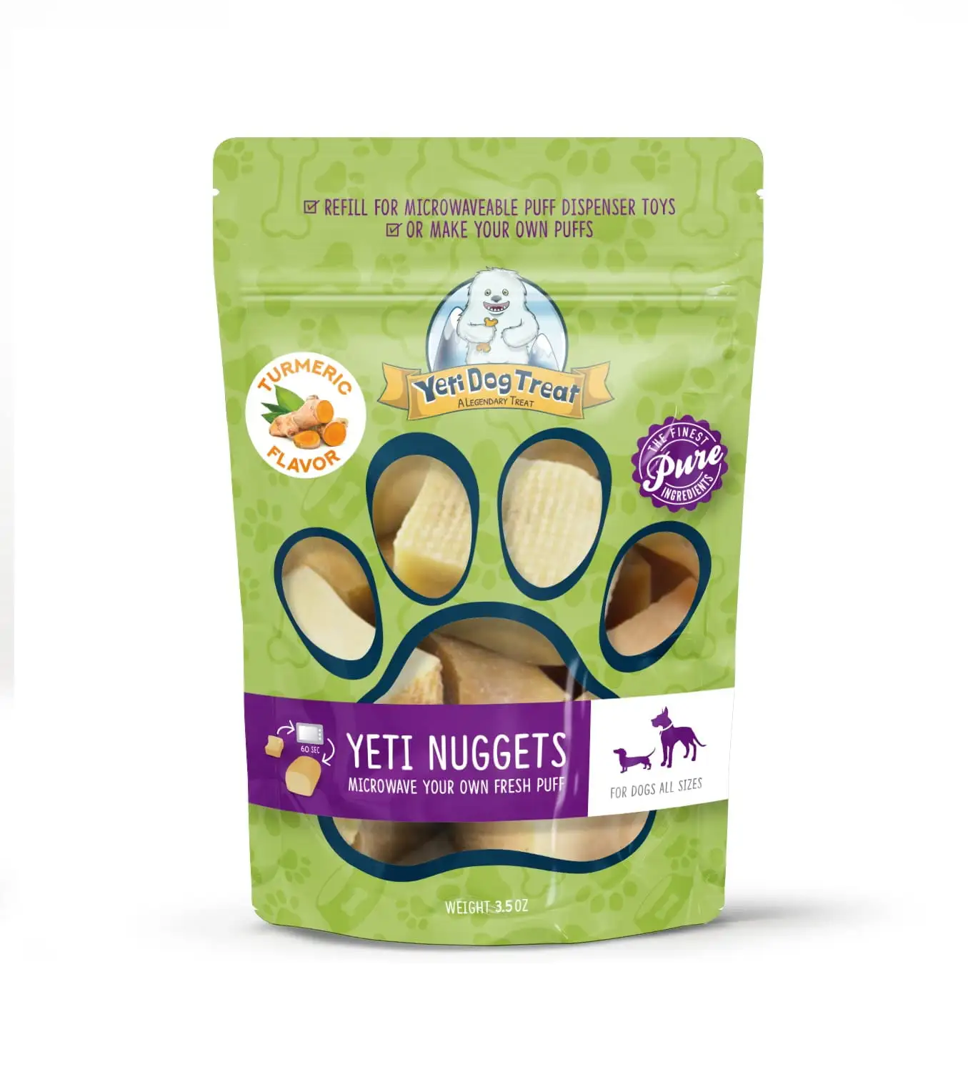 Yeti Refill Nuggets for Puff and Play Dog Toys. Natural Yak Cheese Treats for Interactive Chew Toys and Dispensers Tumeric Flavored. 6 Pieces. 3.5 Oz??