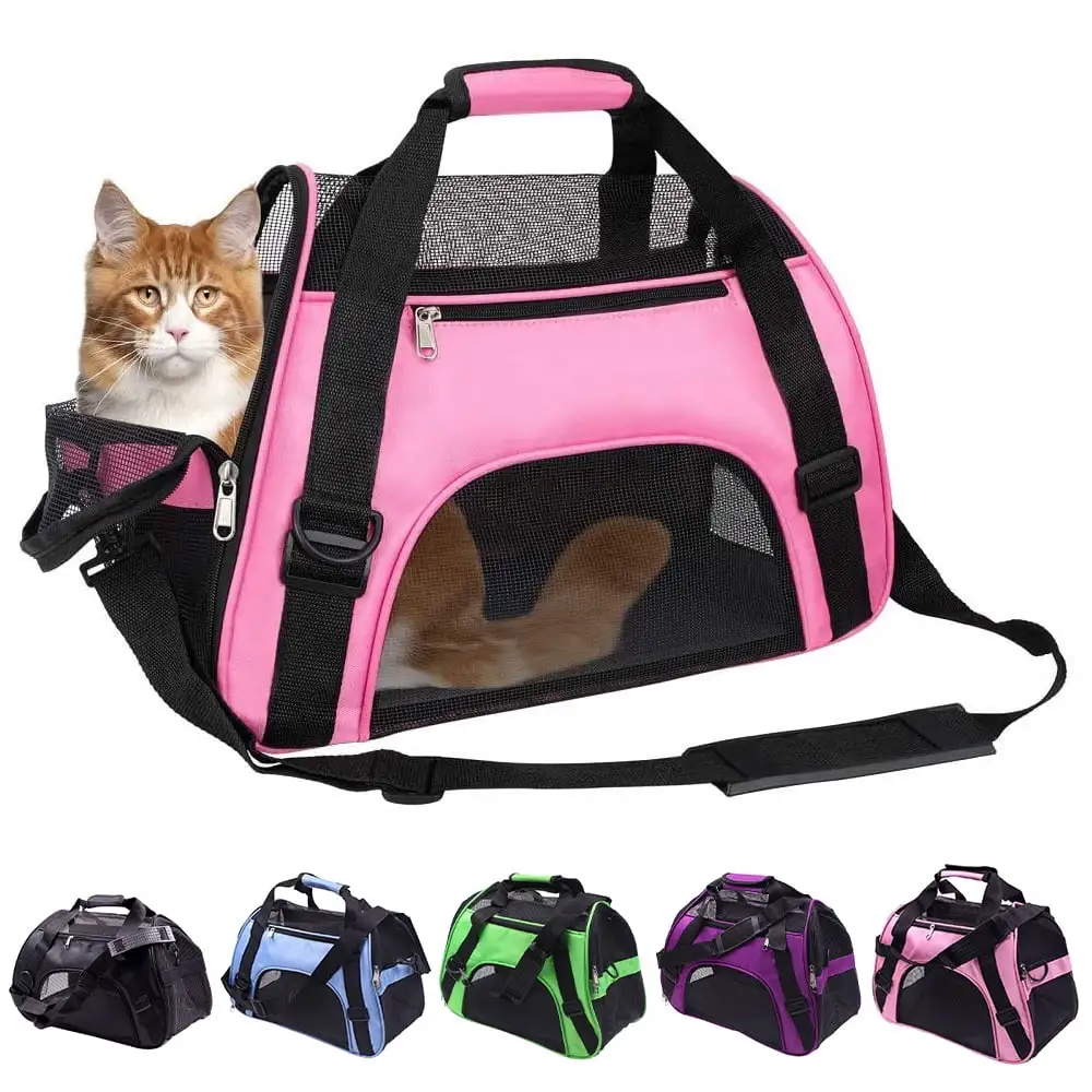 Yipa Cat Carrier.Soft-Sided Pet Travel Carrier for Cats.Dogs Puppy Comfort Portable Foldable Pet Bag Airline Approved Pink Middle Size