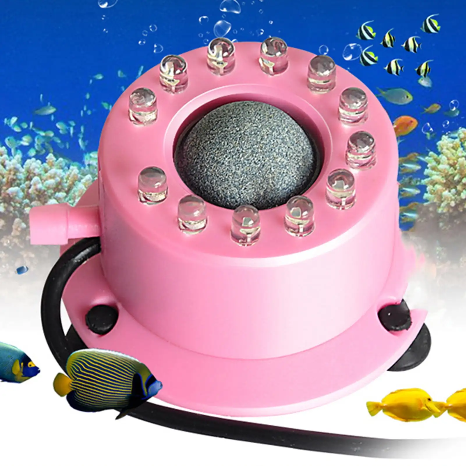 Yirtree Aquarium Air Bubble Light. Multi-Colored Submersible Fish Tank Air Stone Disk Lamp Underwater Bubbler Light for Fish Tanks and Fish Ponds