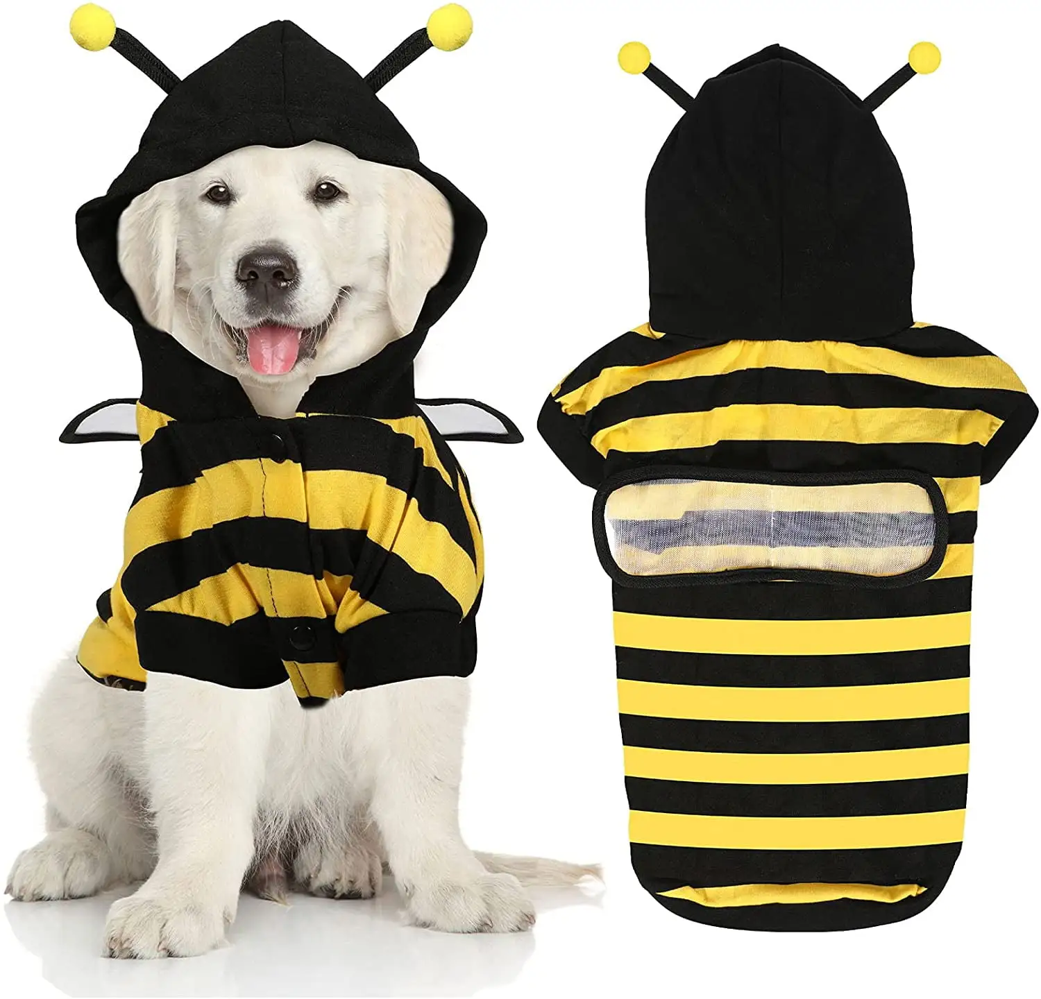 Yirtree Dog Hoodies Pet Bee Clothes Outfit Cat Warm Winter Sweater Coat Pullover Clothing Doggie Hooded Sweatshirts Puppy Apparel Cold Weather Costume