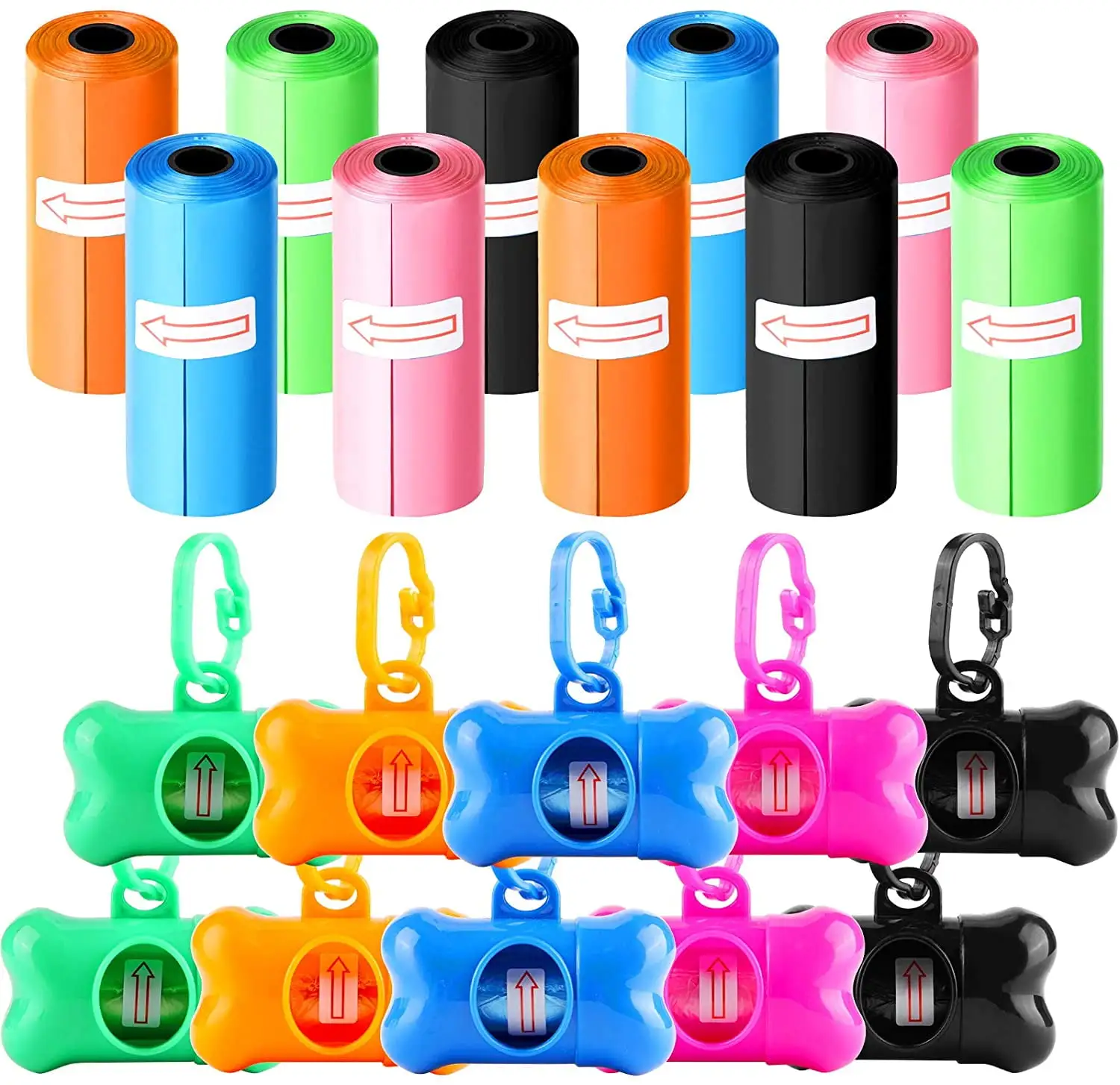 Yirtree Dog Poop Bag Dispenser. Pet Waste Bag Holder for Leash with Carabiner Clip for Lead Leash. 1 Roll Leak-proof Doggy Waste Bags for Dog Walking