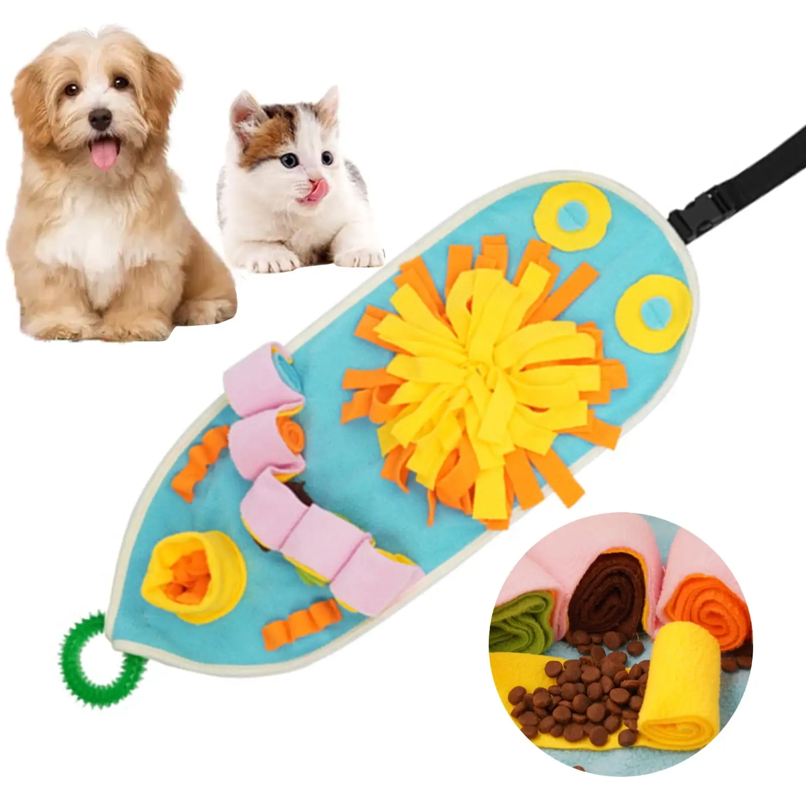 Yirtree Pet Sniffing Pad Sliding Mat Food-hidding Stress Relief Reduce Boredom Snuffle Mat Puppy Chew Toy Teething Dog Enrichment Interactive Toy Sniffle Treat Game Puzzles Toy