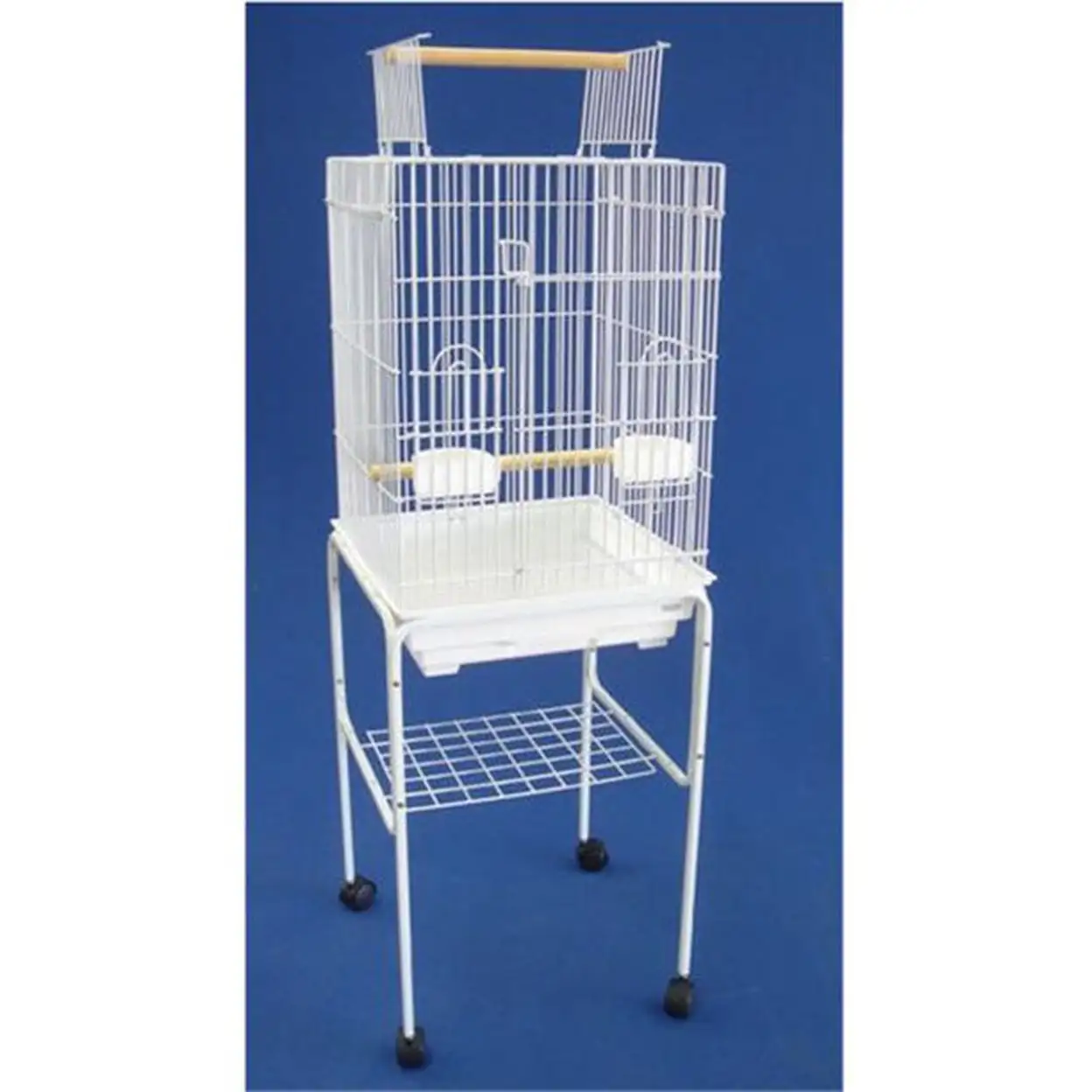 Ymlgroup 3 by 4 Bar Spacing Open Top Small Parrot Cage with Stand - 18x18x56 in White